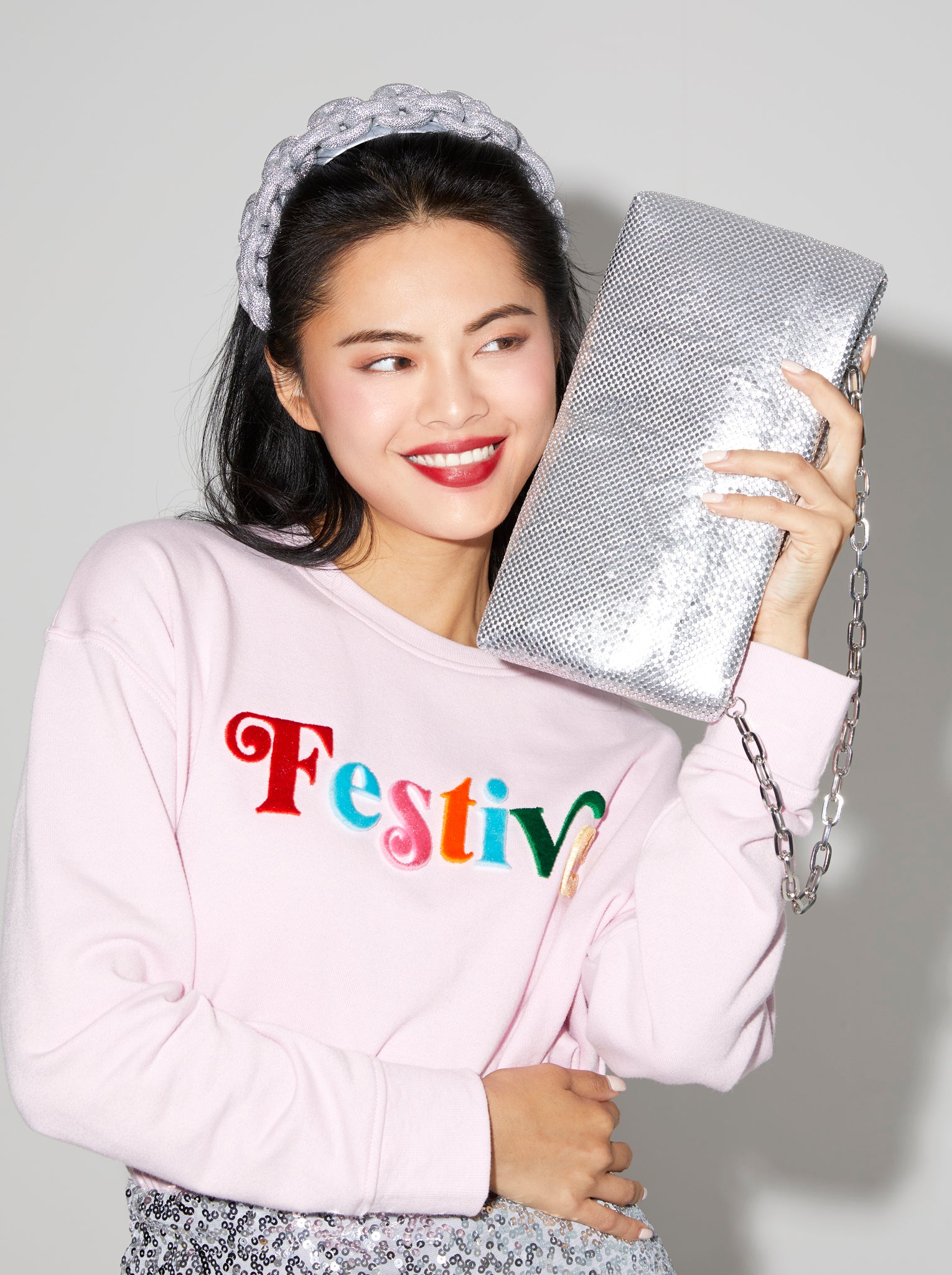 Shiraleah "Festive" Classic Sweatshirt, Blush