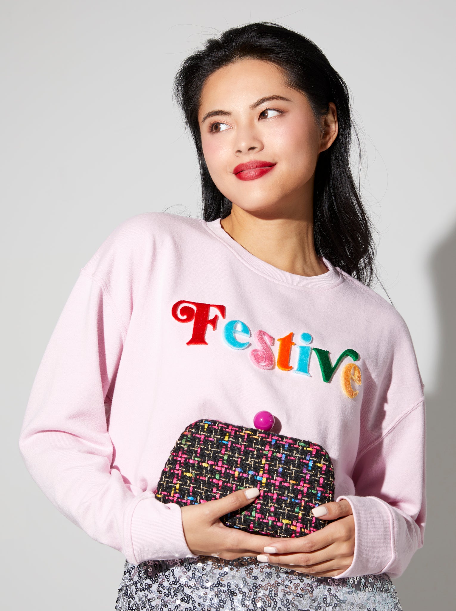 Shiraleah "Festive" Classic Sweatshirt, Blush