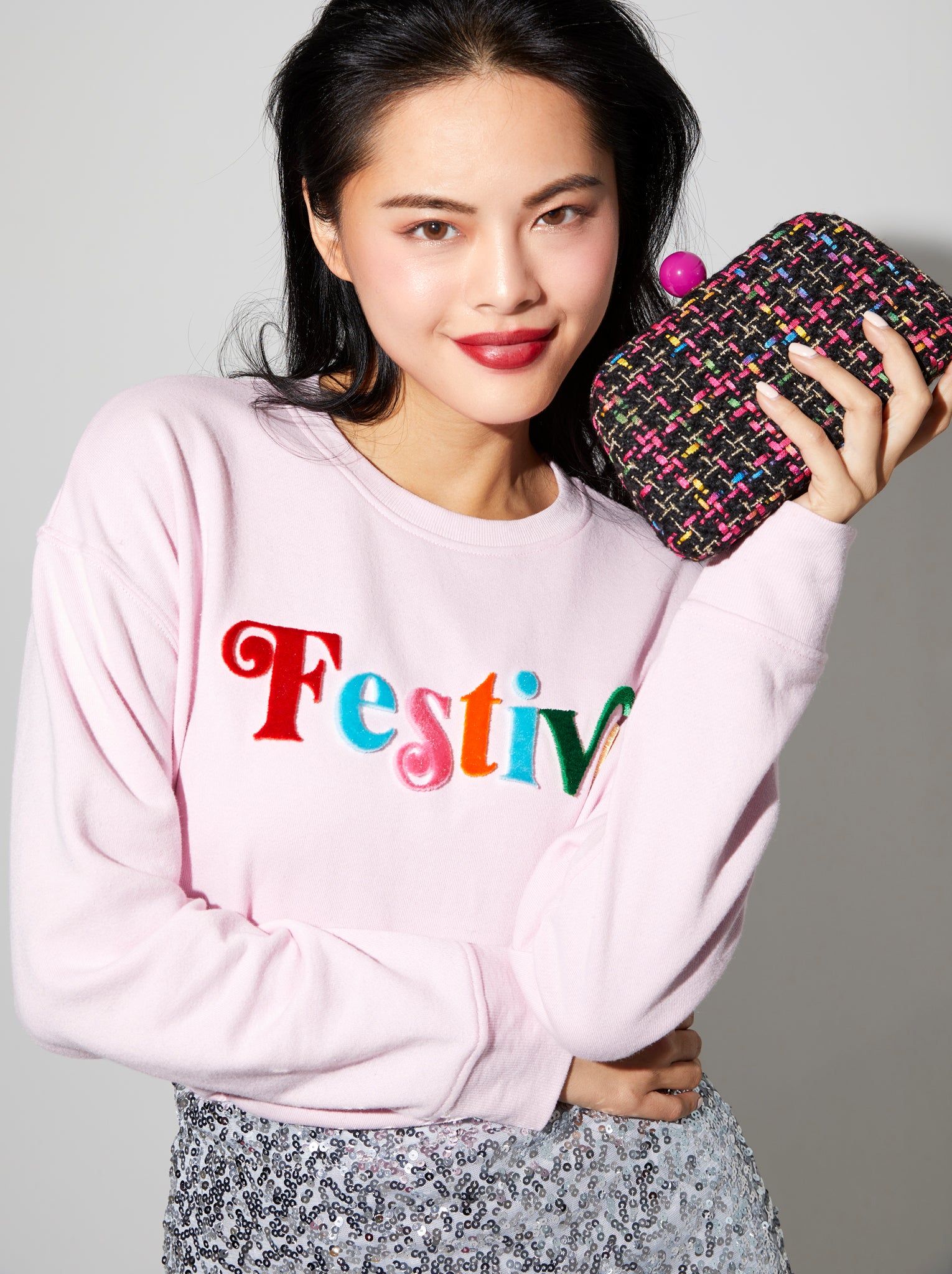Shiraleah "Festive" Classic Sweatshirt, Blush