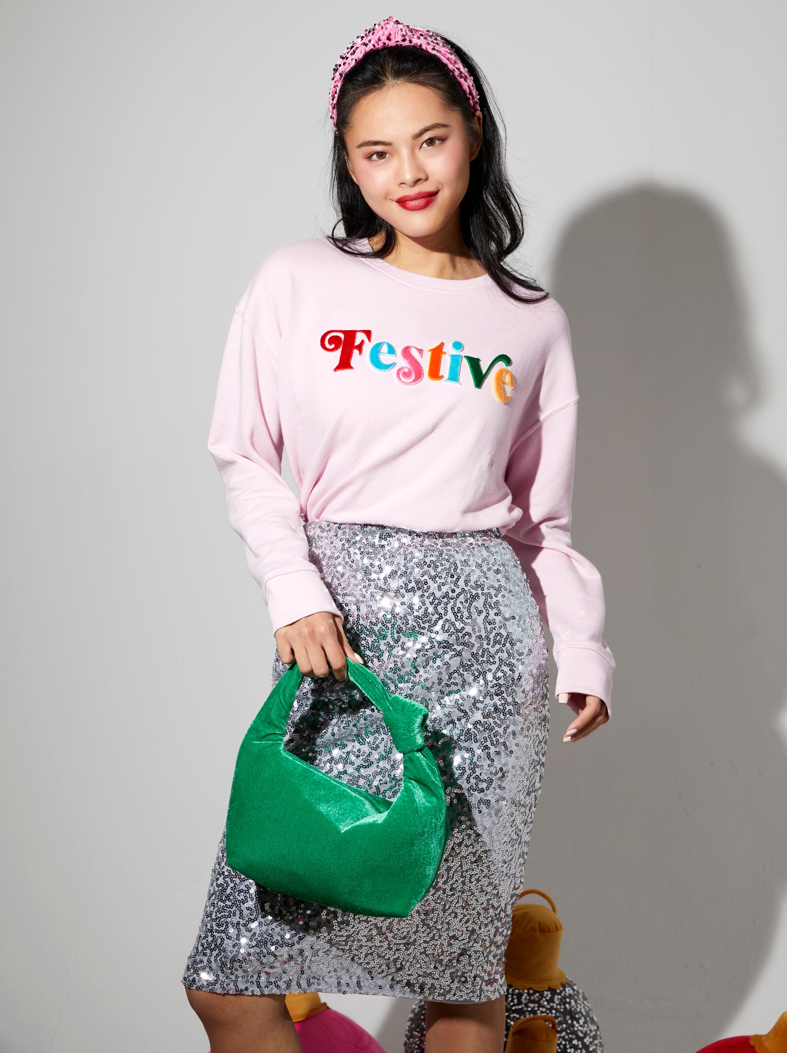Shiraleah "Festive" Classic Sweatshirt, Blush