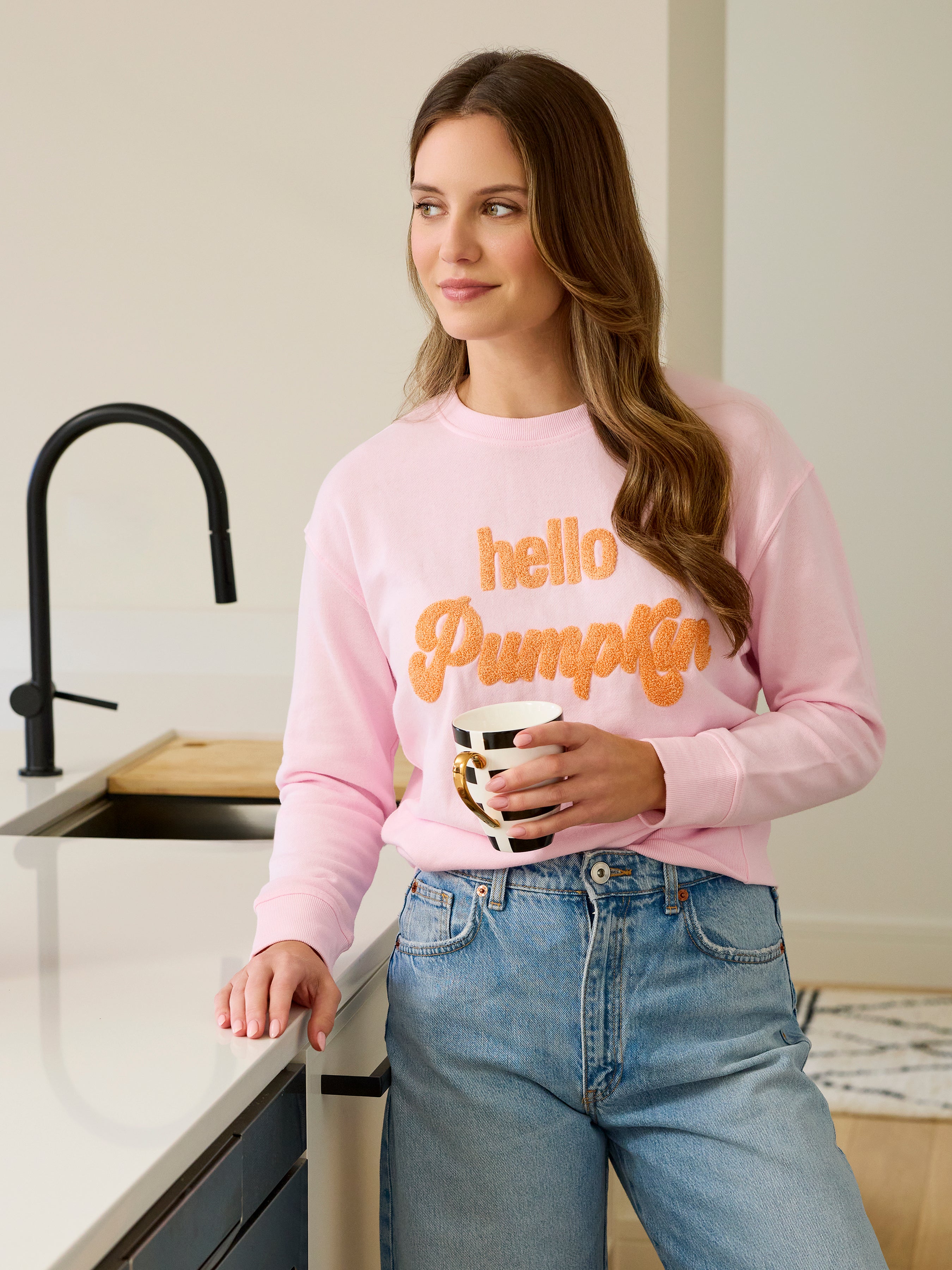 Shiraleah "Hello Pumpkin" Sweatshirt BLUSH