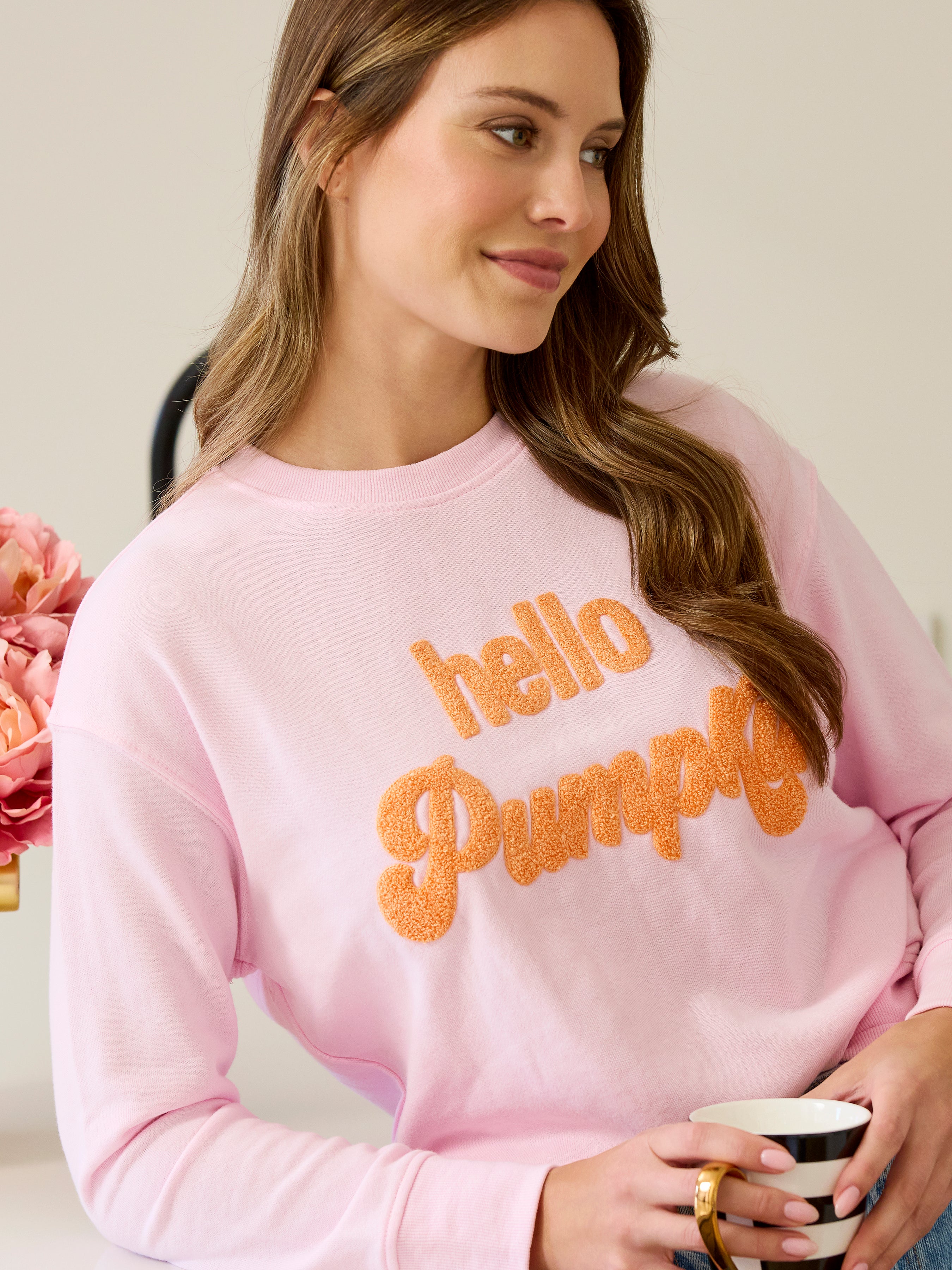Shiraleah "Hello Pumpkin" Sweatshirt BLUSH