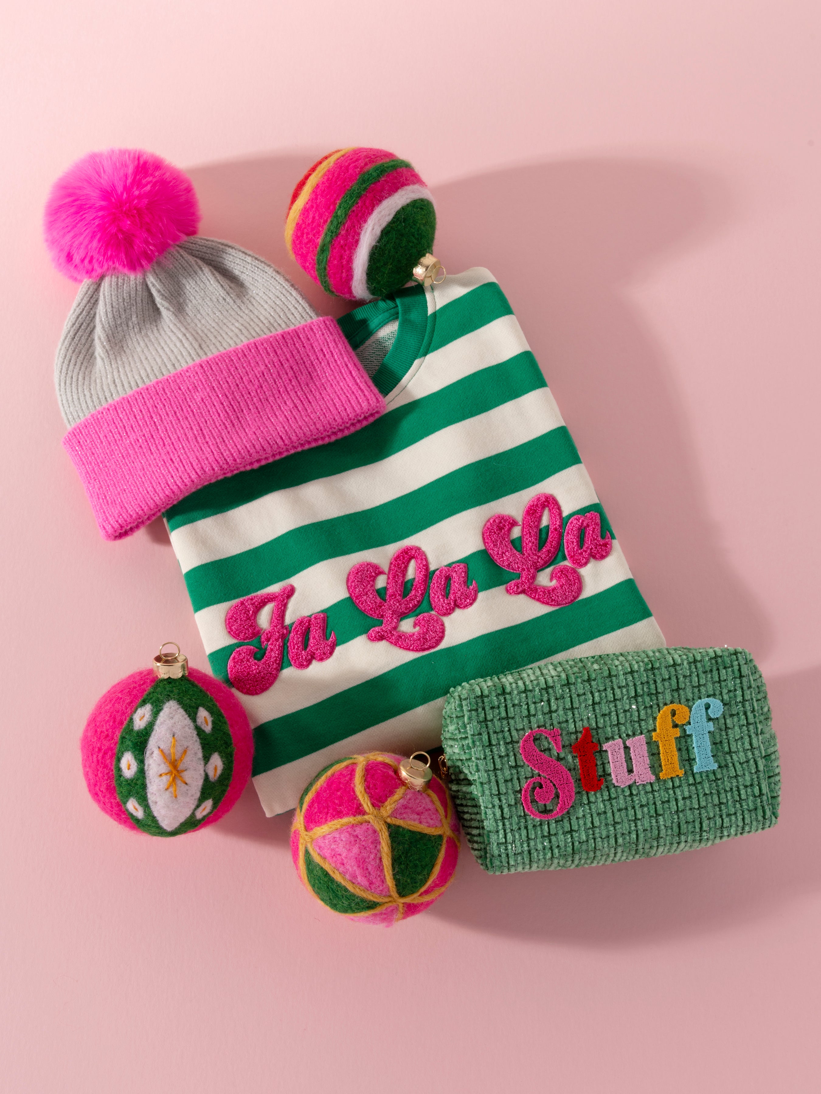 Shiraleah "Fa La La" Stripe Classic Sweatshirt, Green