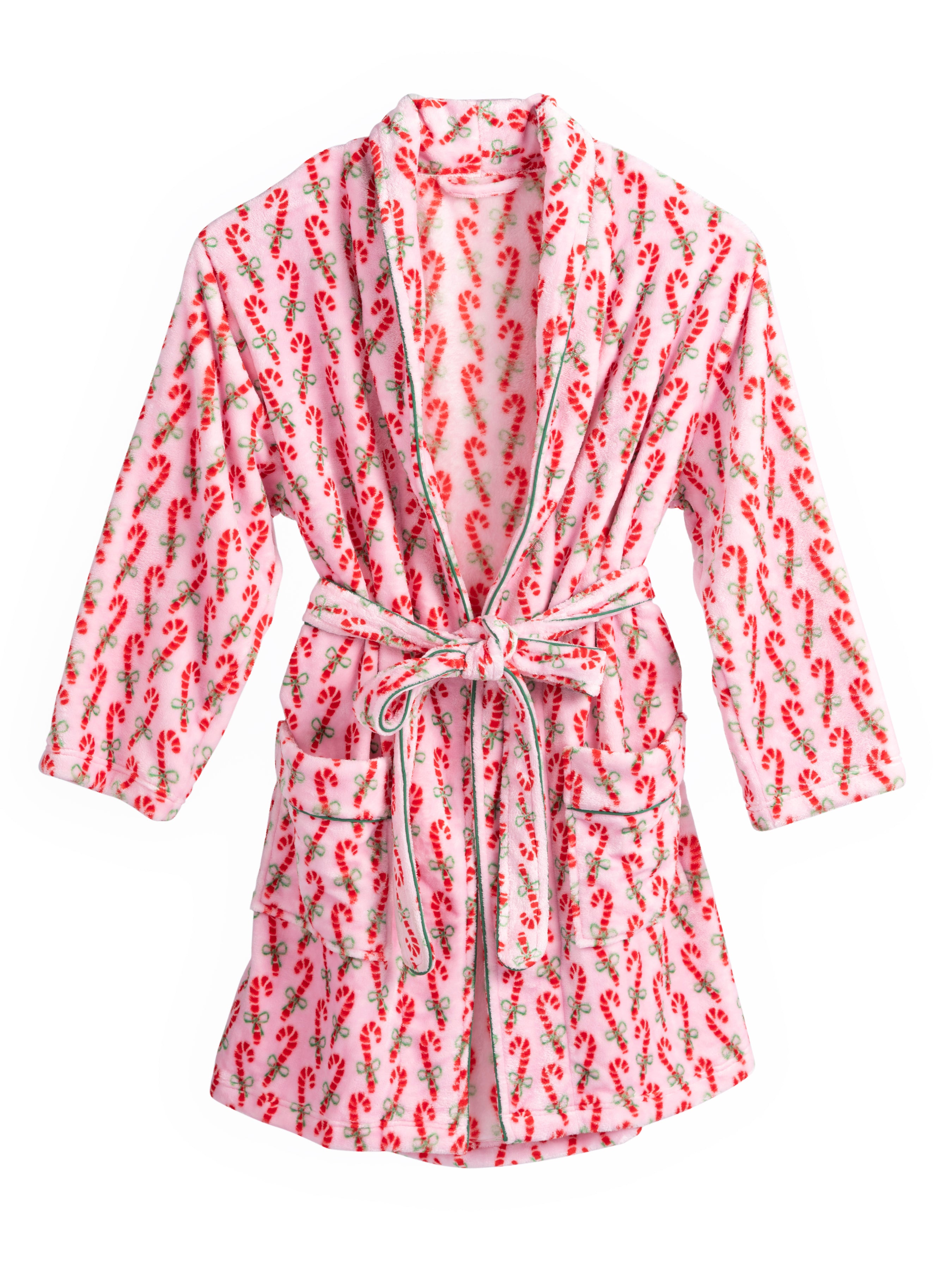 Shiraleah Felicity Candy Cane Robe + Slippers Bundle