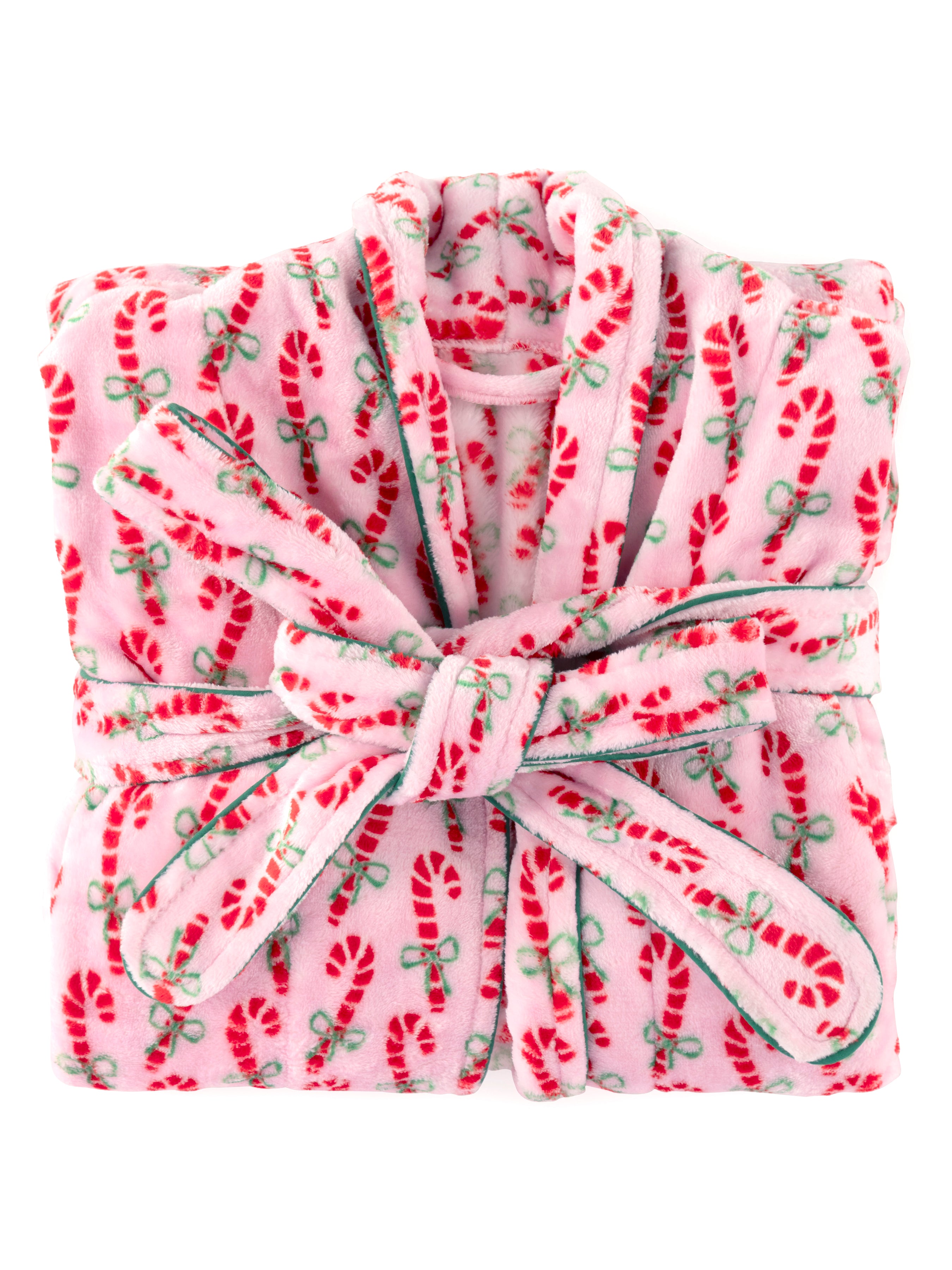 Shiraleah Felicity Candy Cane Robe + Slippers Bundle