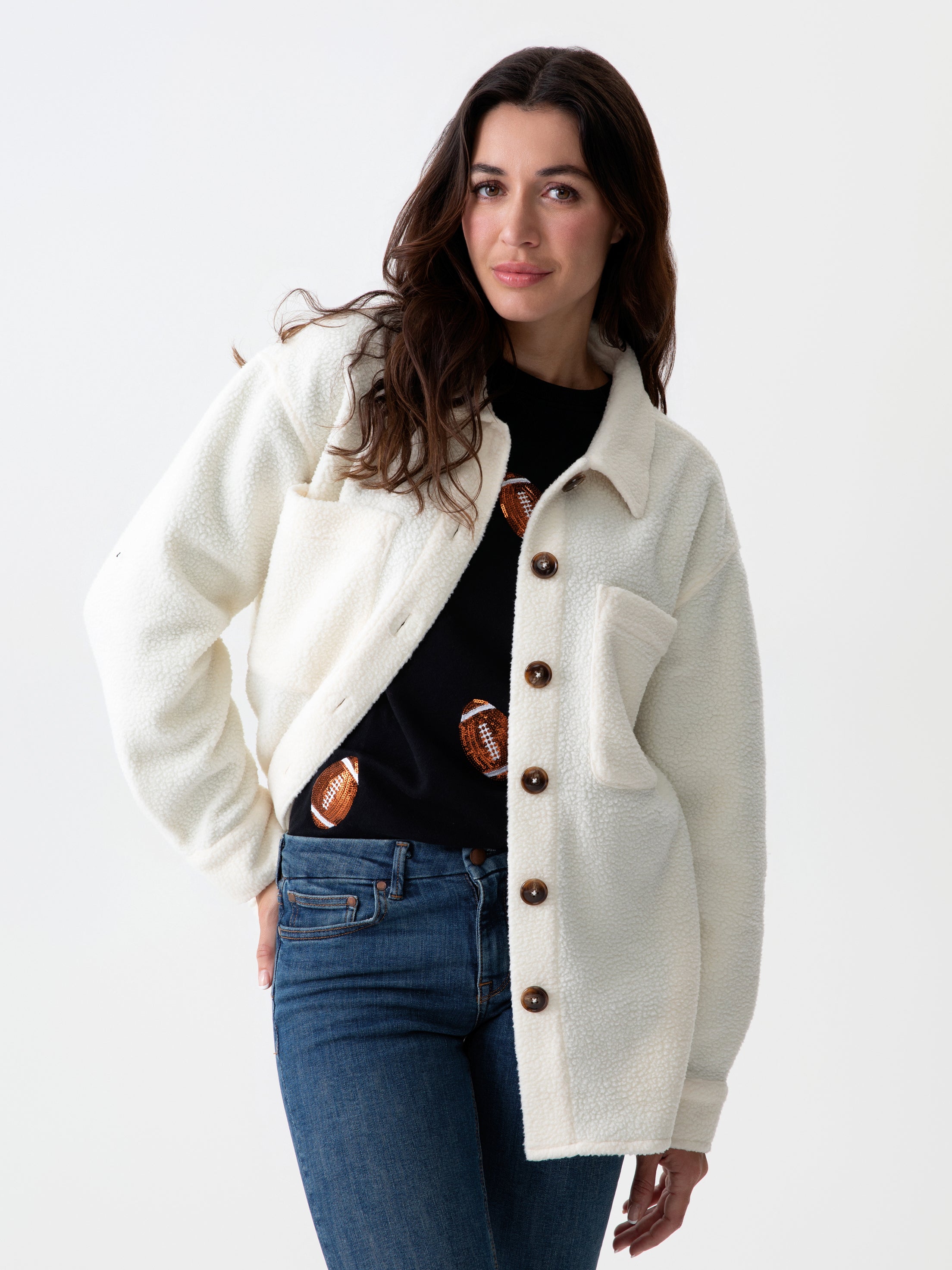 Shiraleah "Get Loud" Sherpa Shacket IVORY