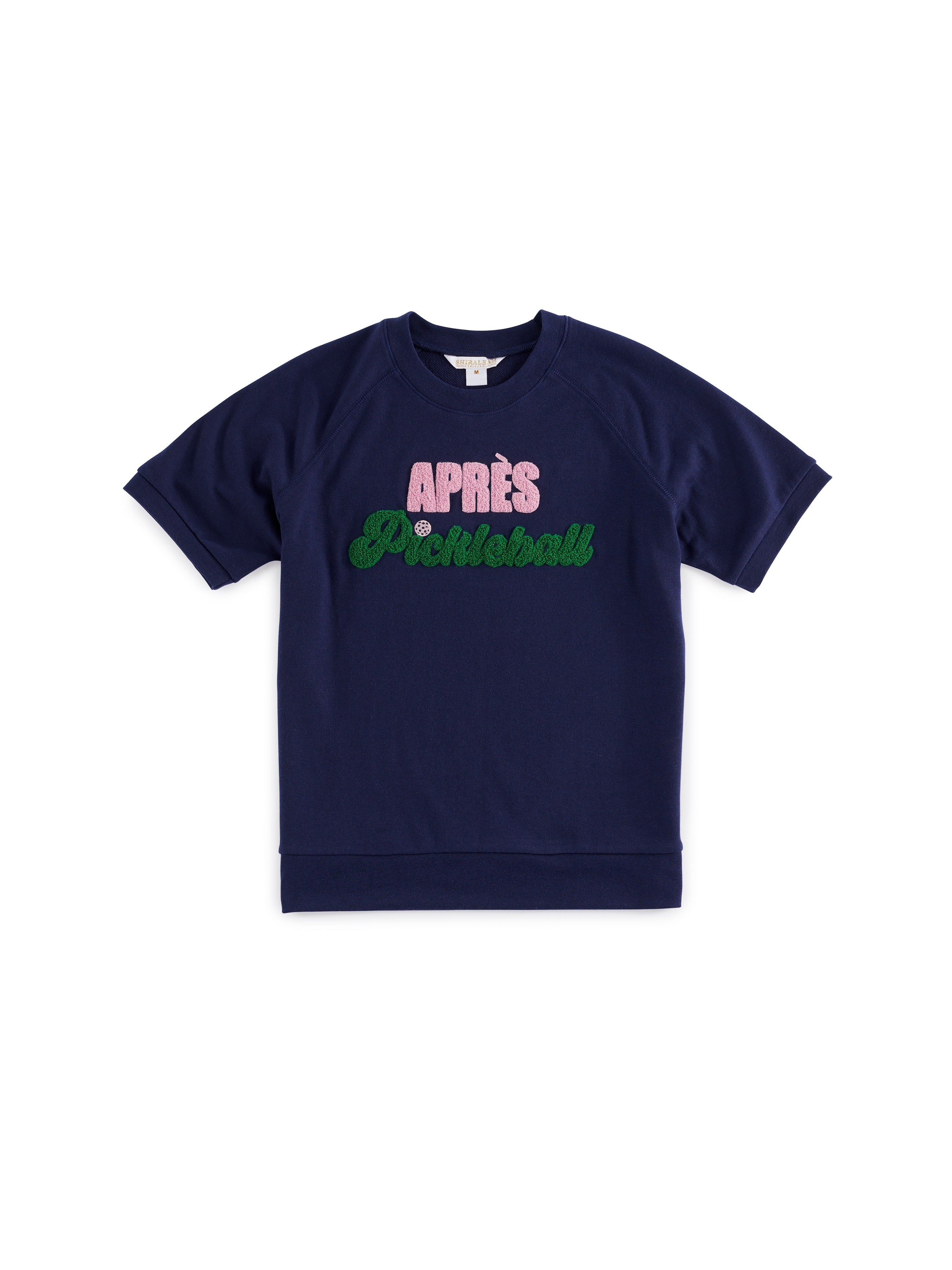 Shiraleah "Après Pickleball" Lightweight Short Sleeve Sweatshirt, Navy
