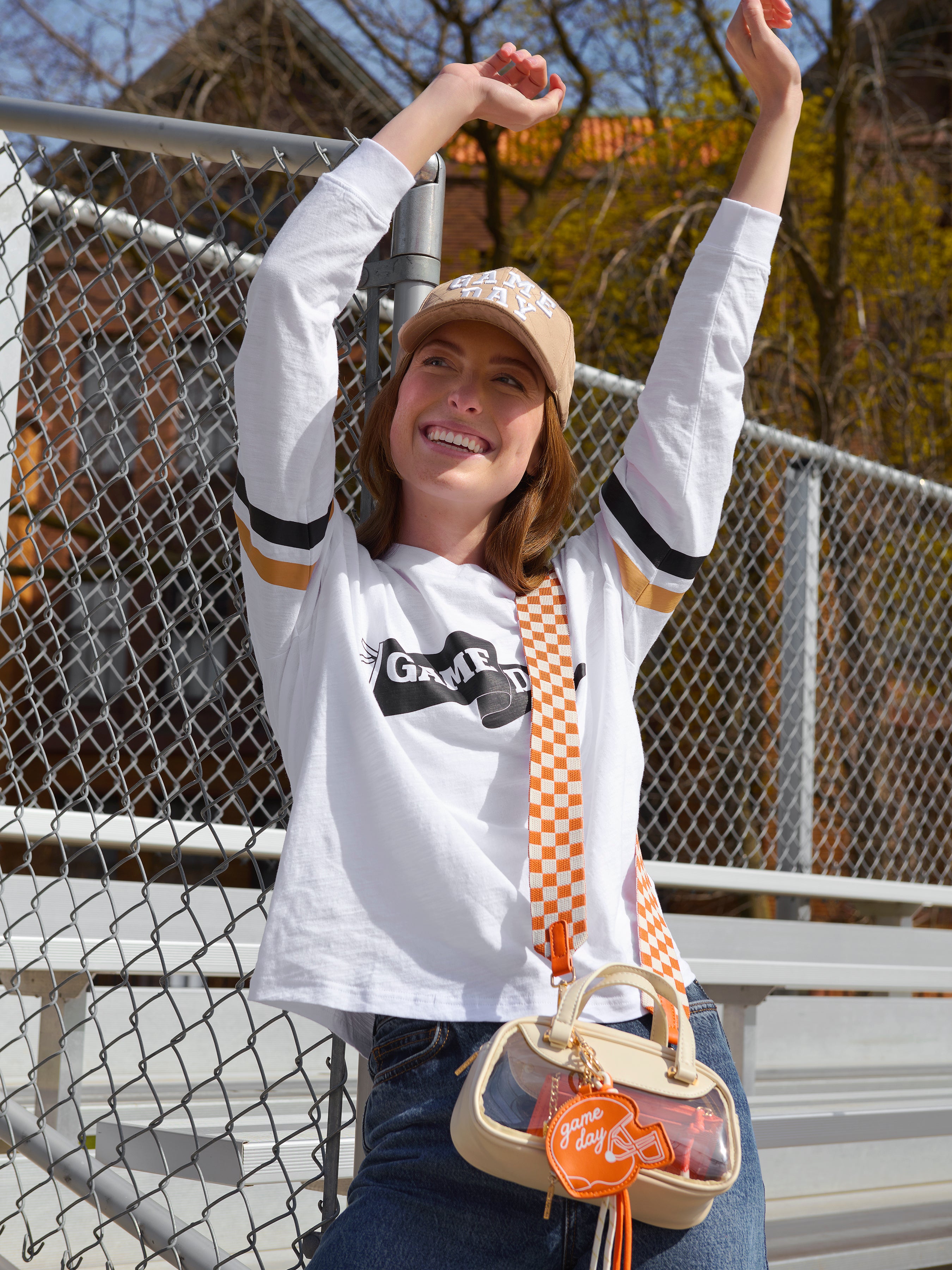 Shiraleah "Game Day" Long Sleeve Relaxed Tee WHITE