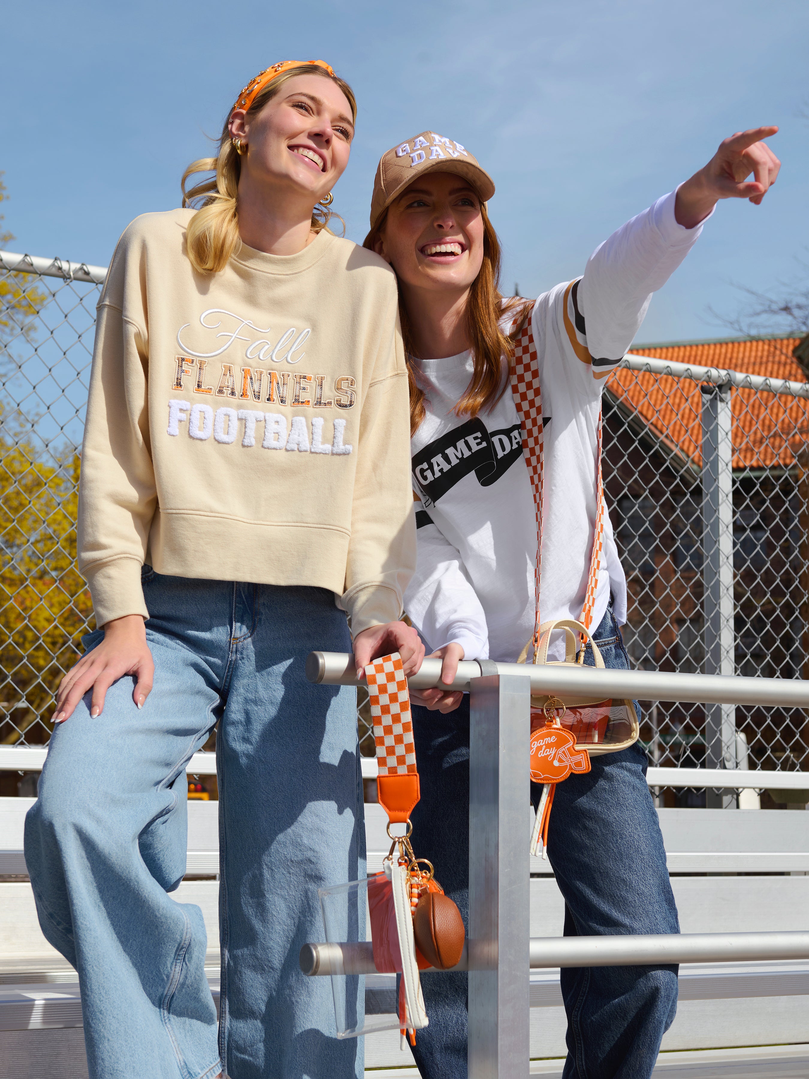 Shiraleah "Fall, Flannels, Football" Relaxed Sweatshirt TAN