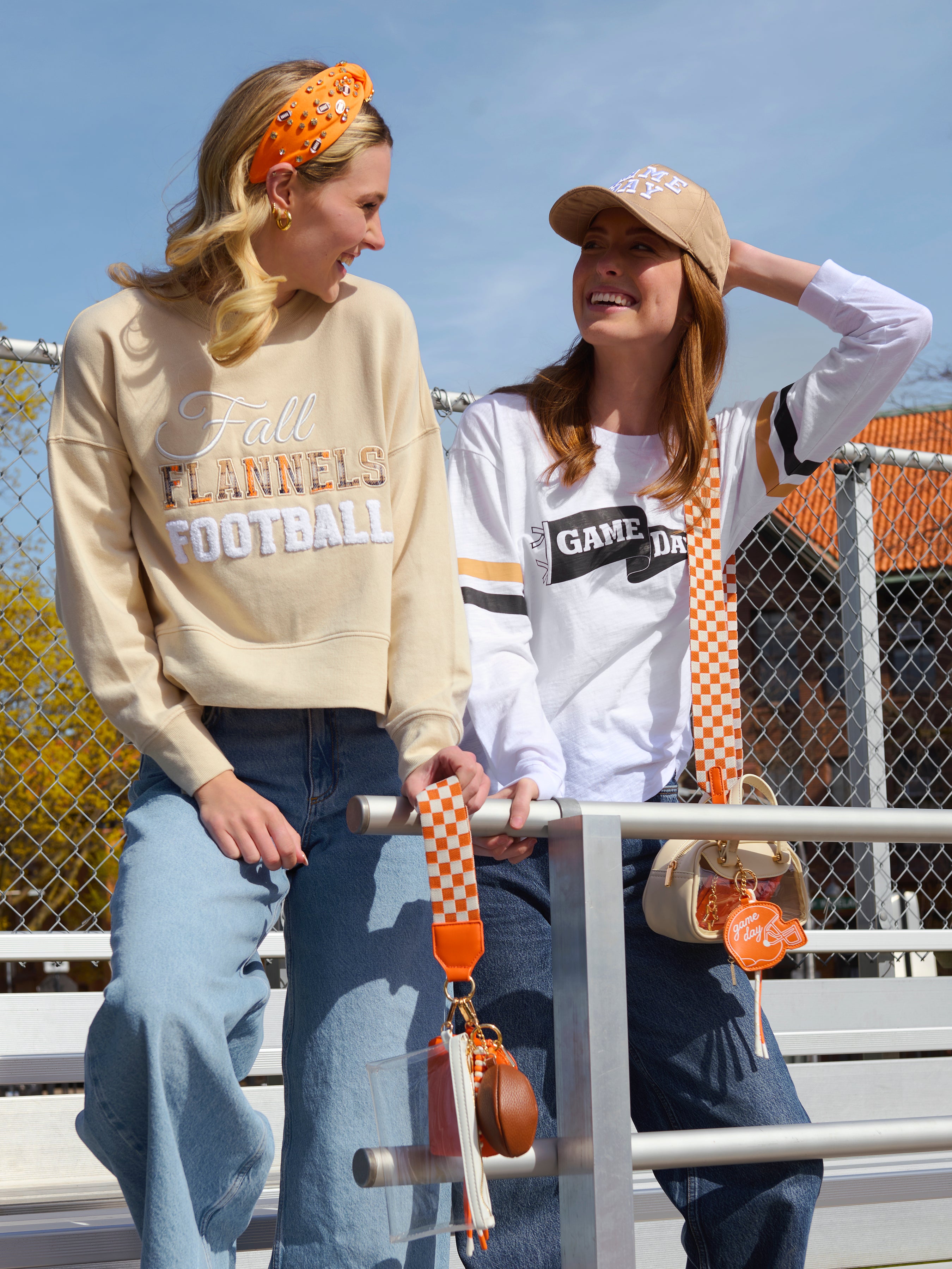 Shiraleah "Fall, Flannels, Football" Relaxed Sweatshirt TAN