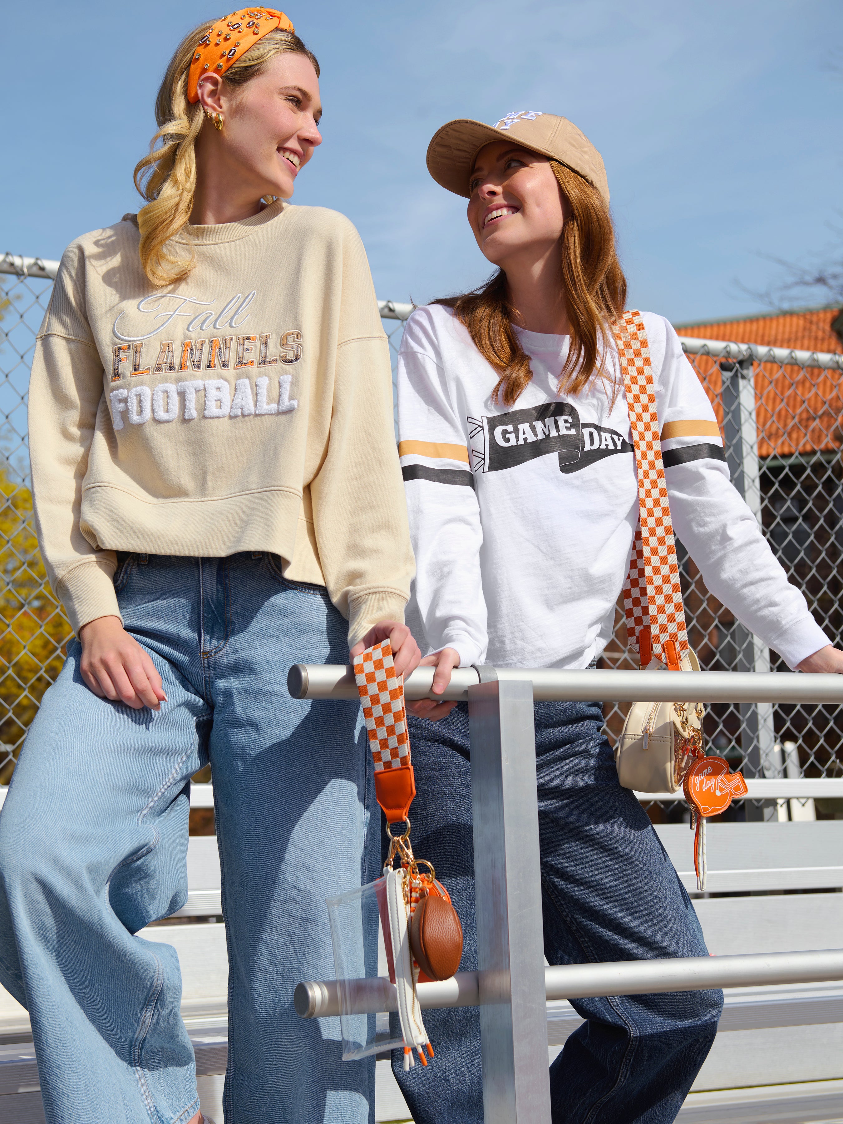 Shiraleah "Fall, Flannels, Football" Relaxed Sweatshirt TAN