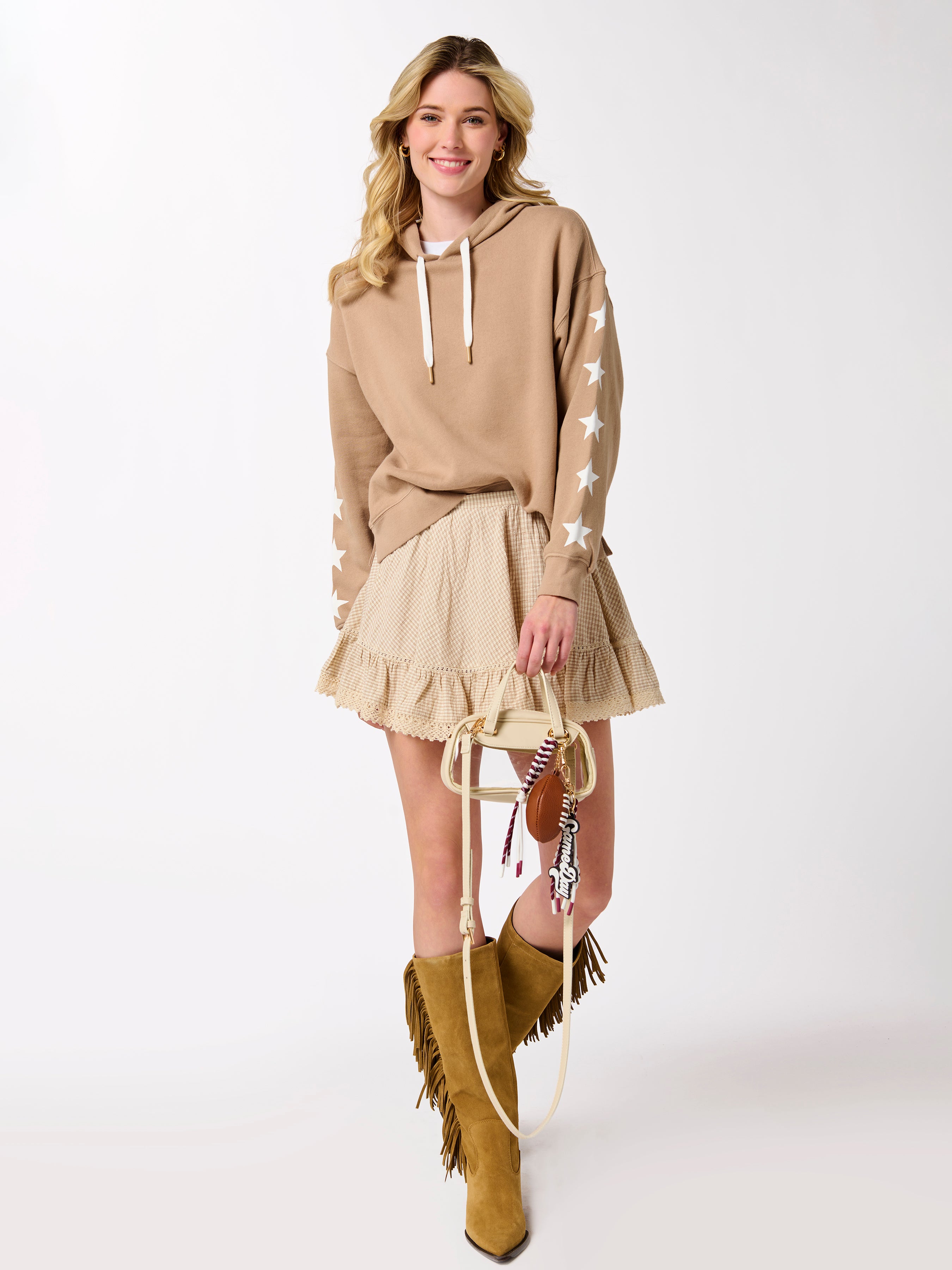 Shiraleah Stars Relaxed Hoodie TAN