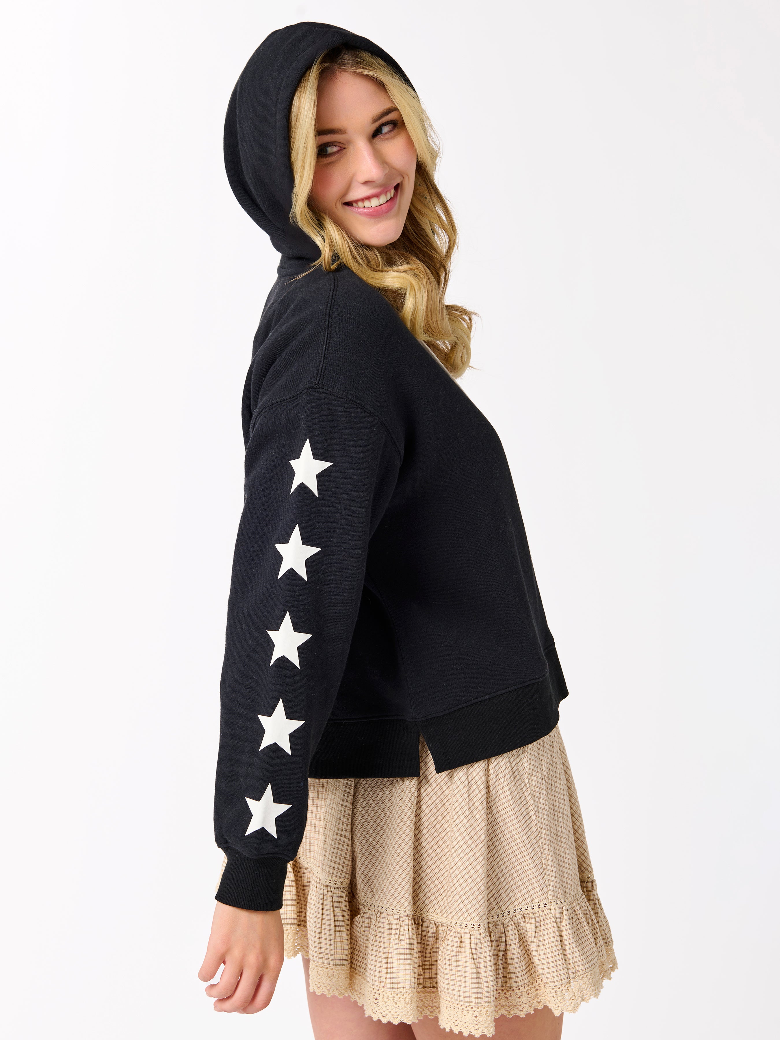 Shiraleah Stars Relaxed Hoodie BLACK
