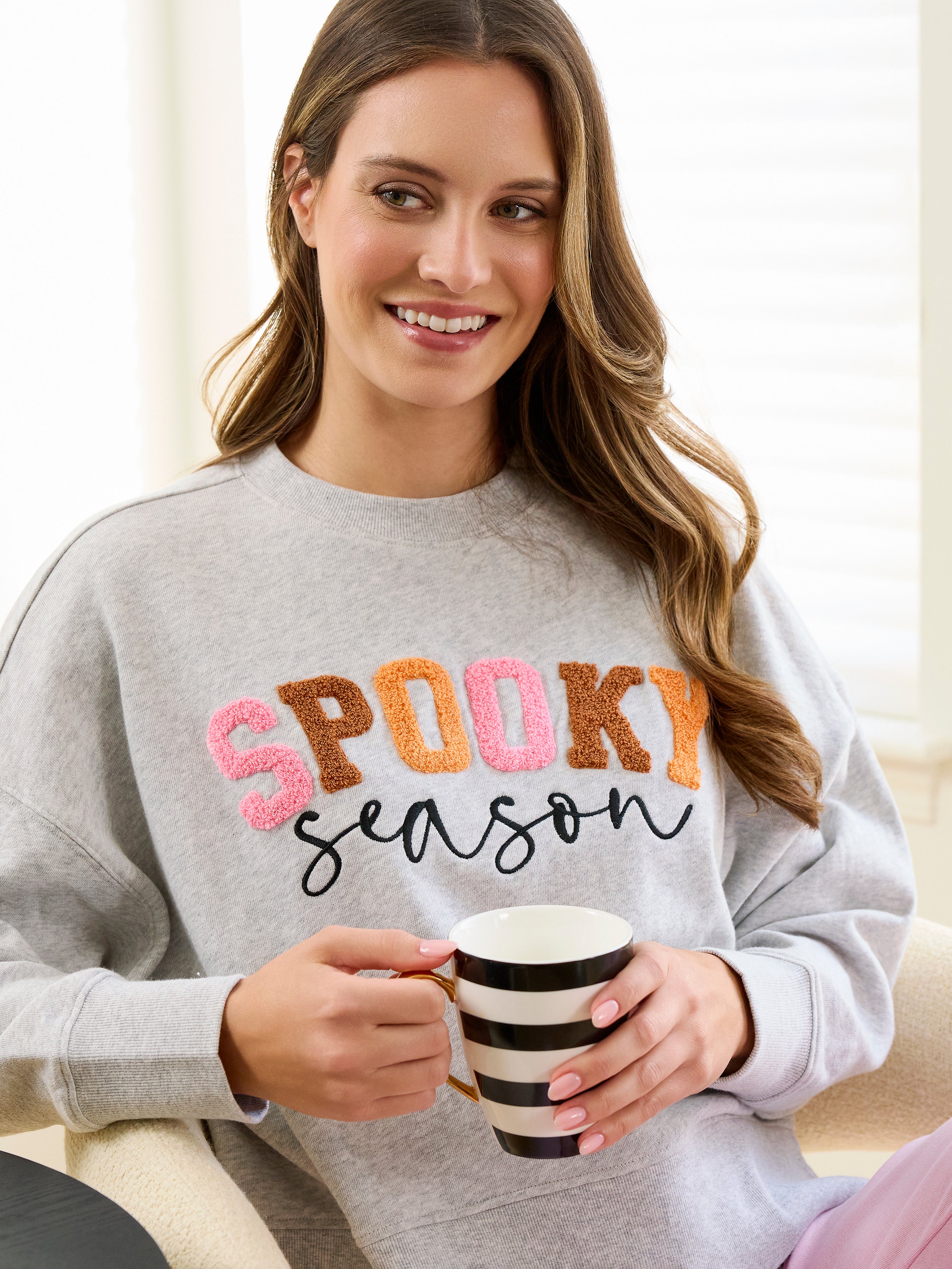 Shiraleah "Spooky Season" Relaxed Sweatshirt, Grey