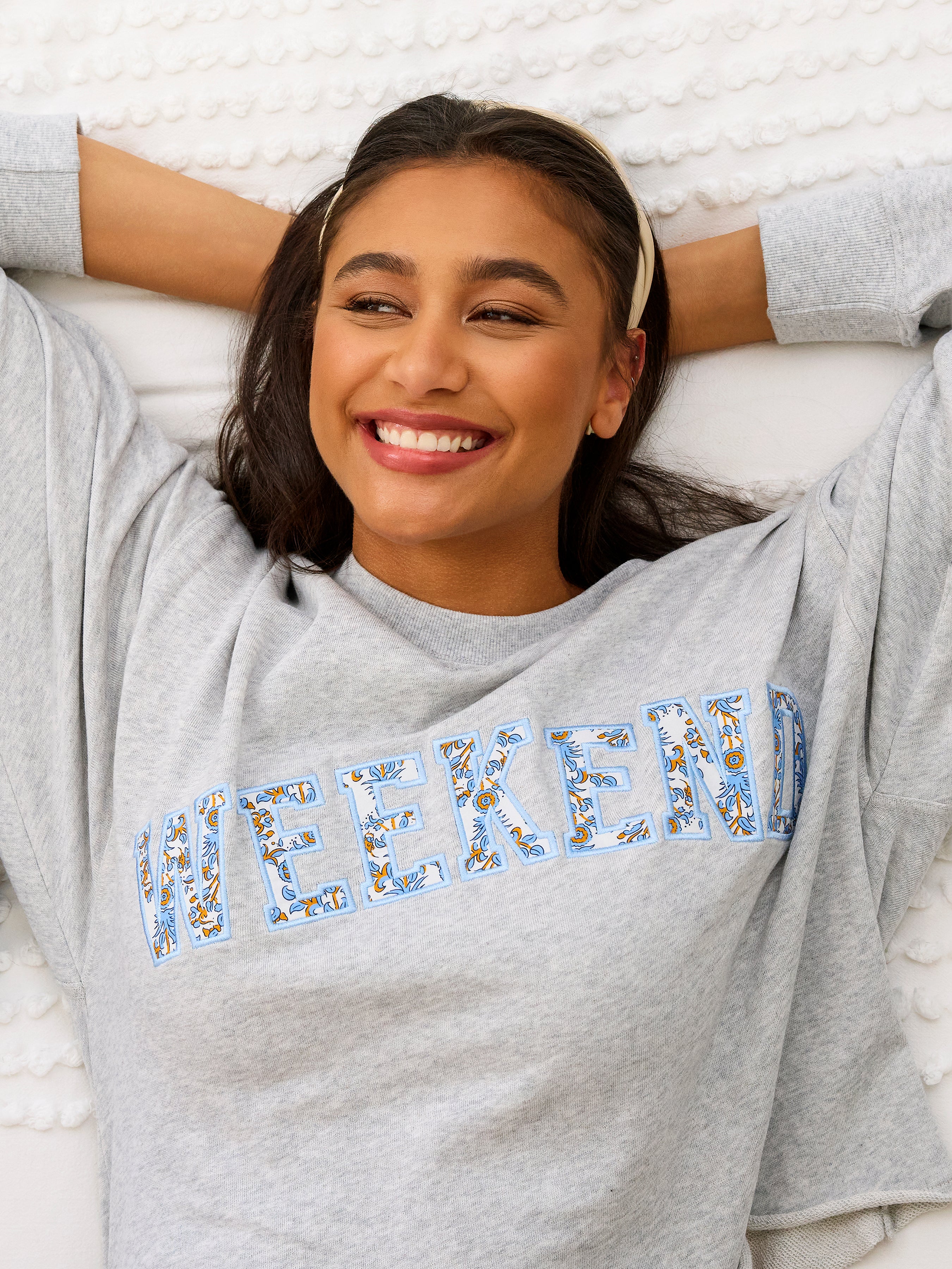 Shiraleah "Weekend" Lounge Sweatshirt, Grey