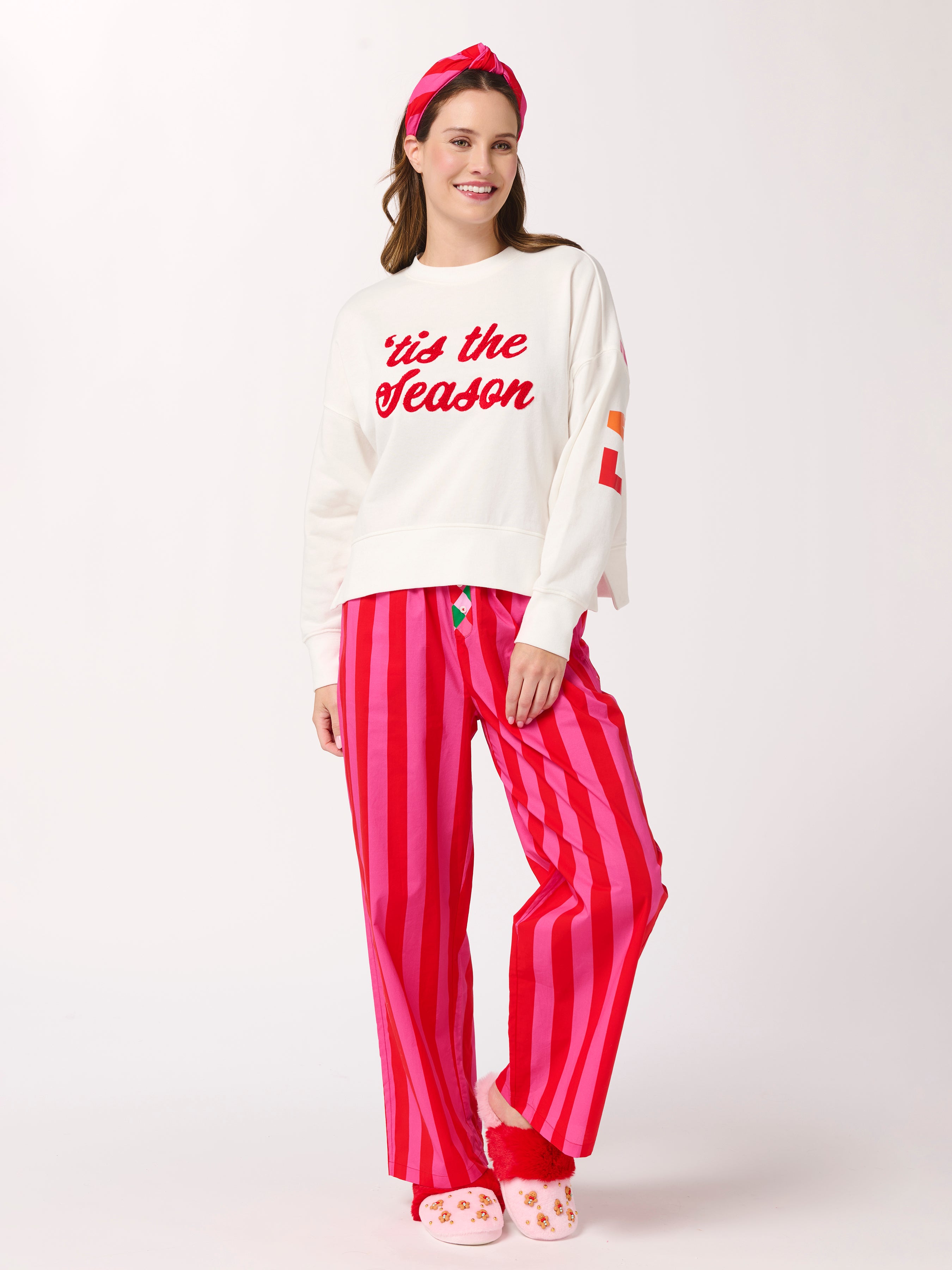 Shiraleah Festive Stripe Boxer Pant RED
