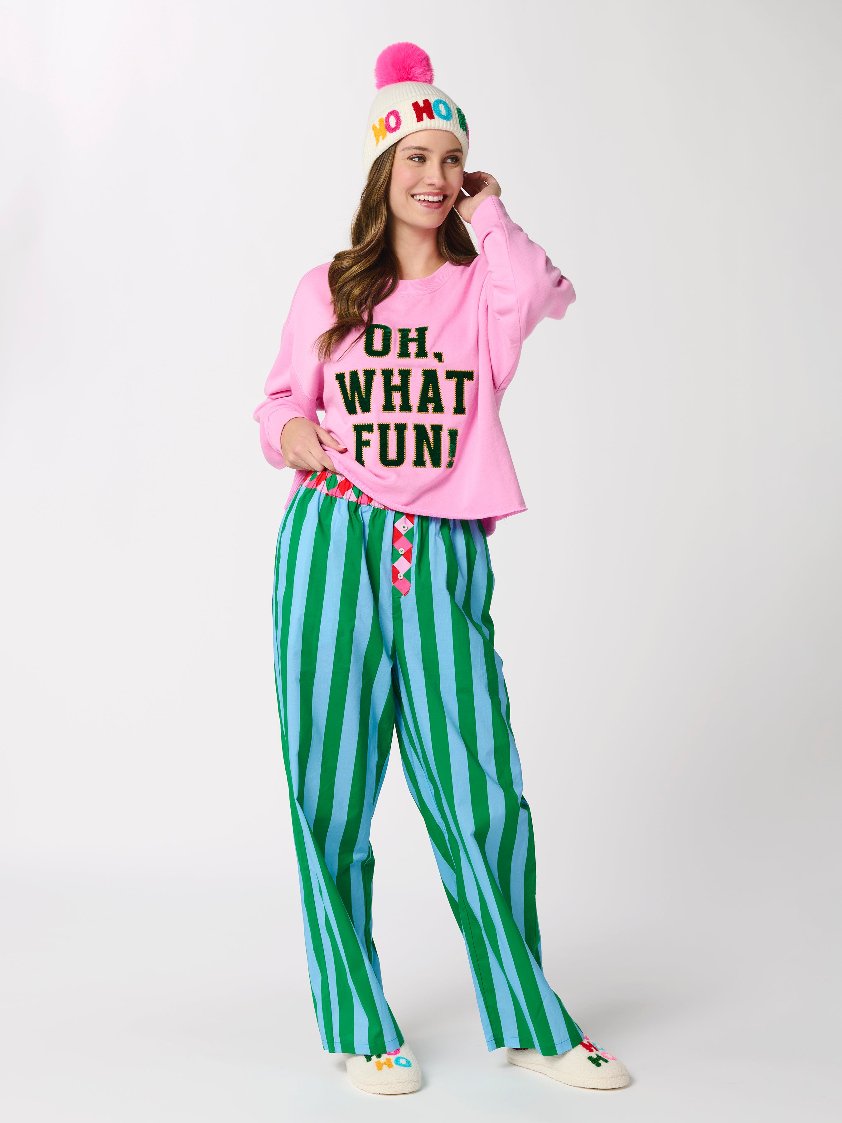 Shiraleah Festive Stripe Boxer Pant GREEN
