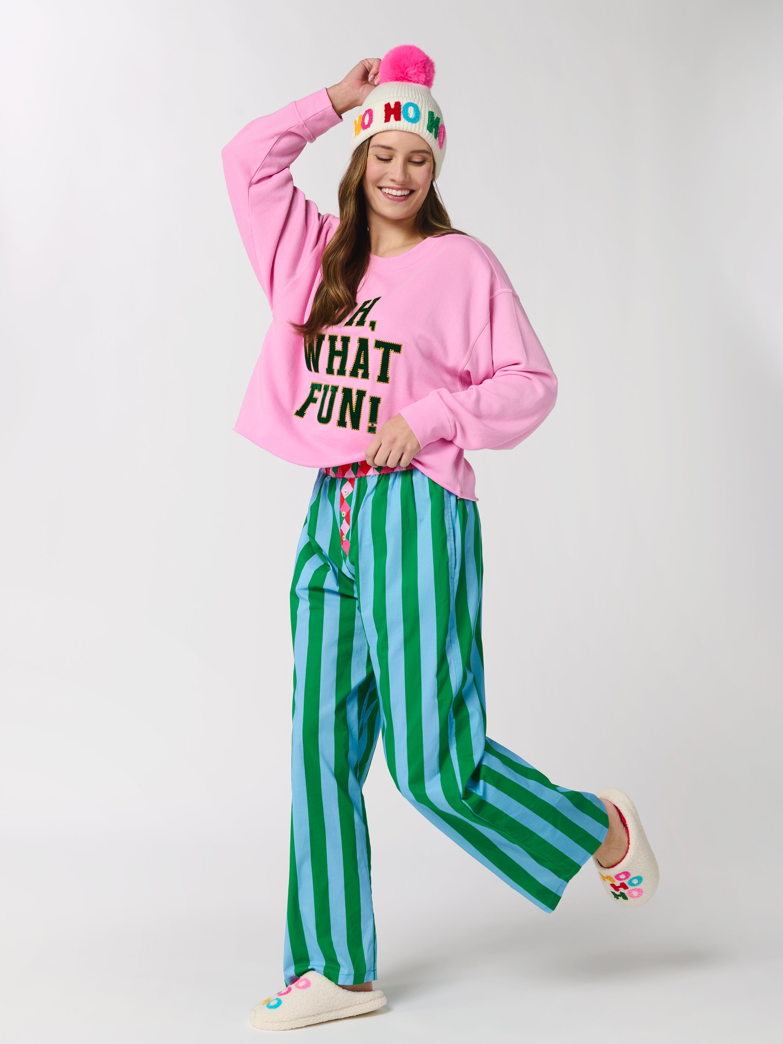 Shiraleah Festive Stripe Boxer Pant GREEN