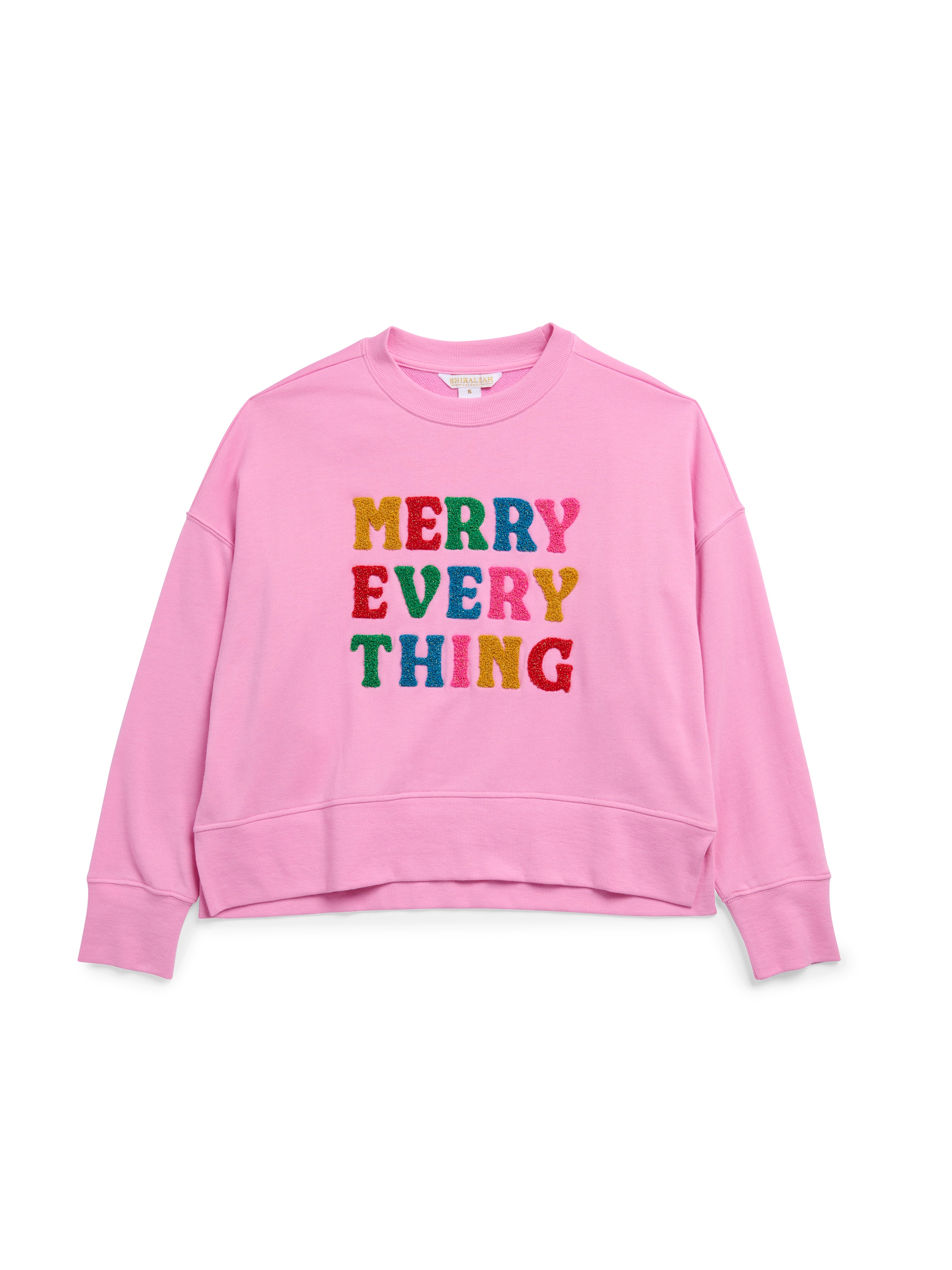 Shiraleah "Merry Everything" Relaxed Sweatshirt, Candy Pink