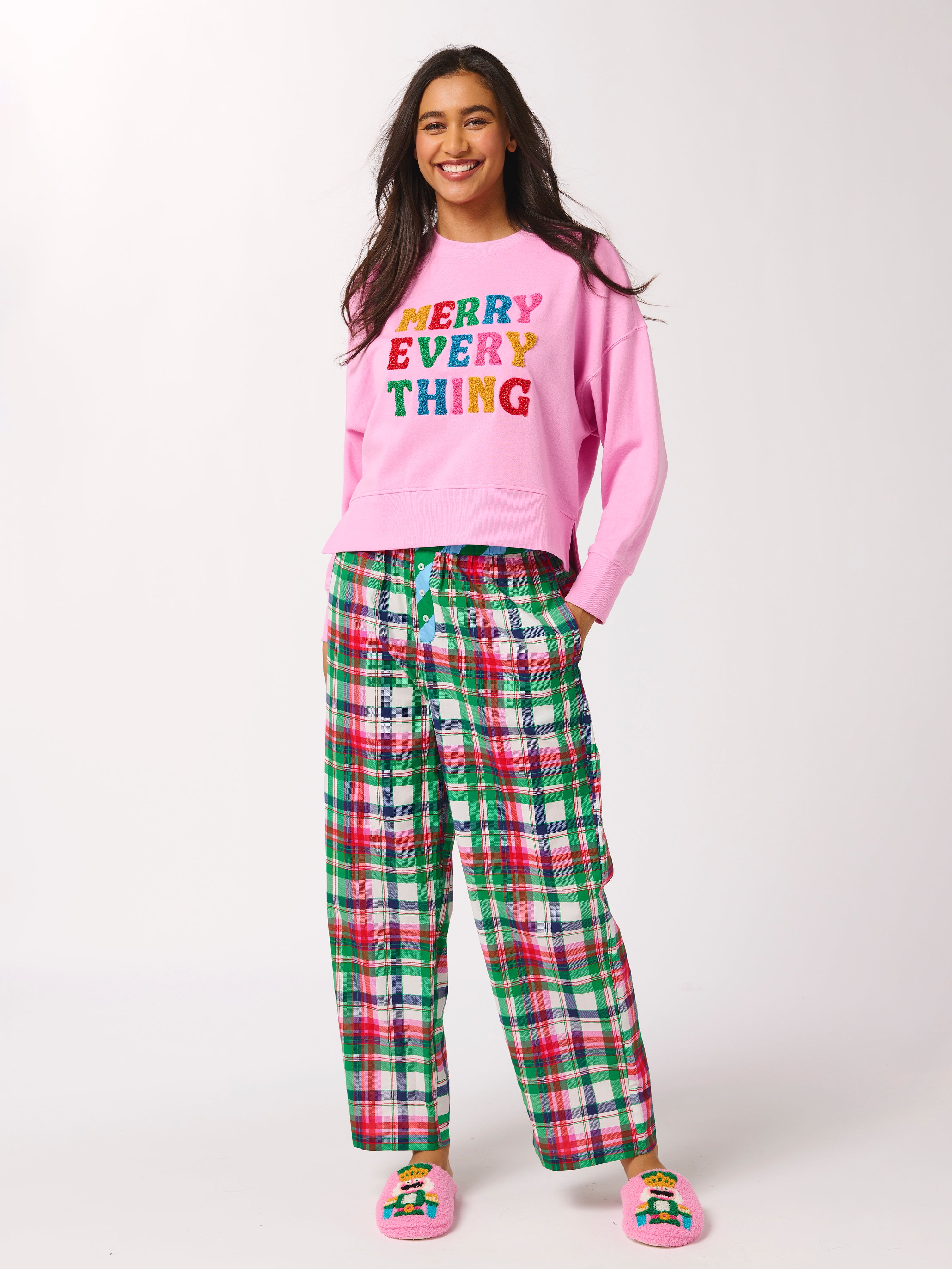 Shiraleah "Merry Everything" Relaxed Sweatshirt, Candy Pink