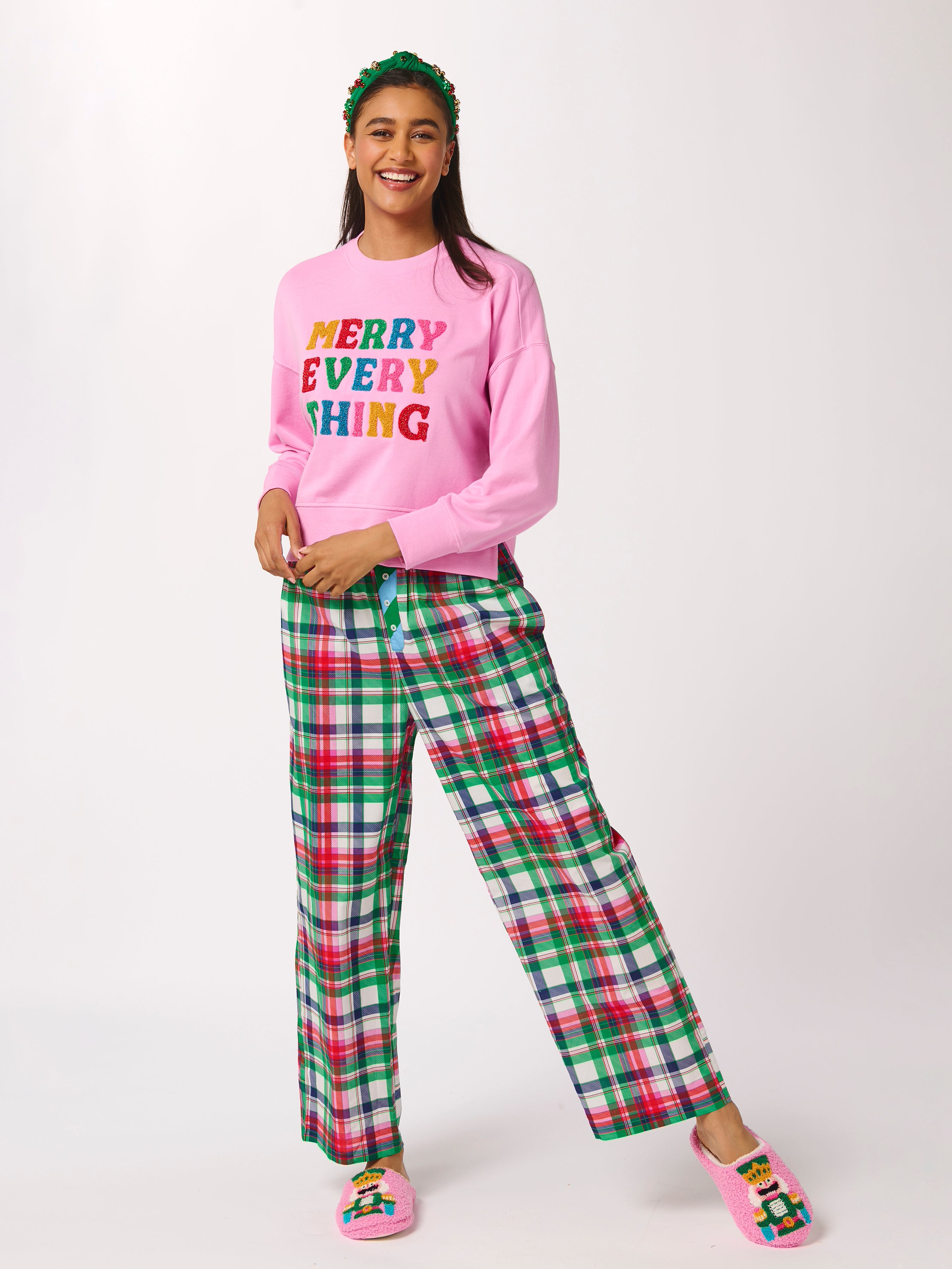 Shiraleah "Merry Everything" Relaxed Sweatshirt, Candy Pink