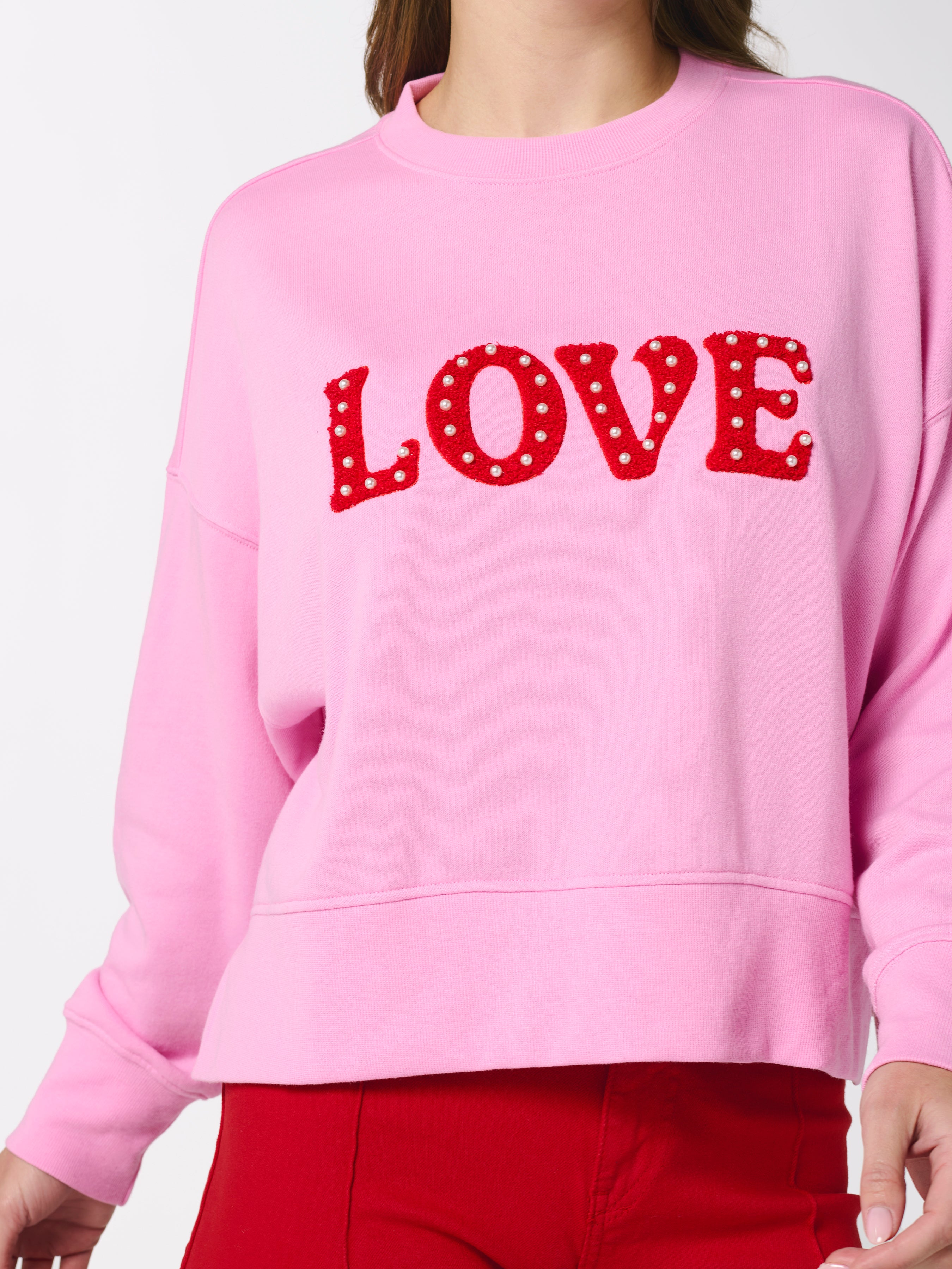 Shiraleah "Love" Relaxed Sweatshirt, Candy Pink