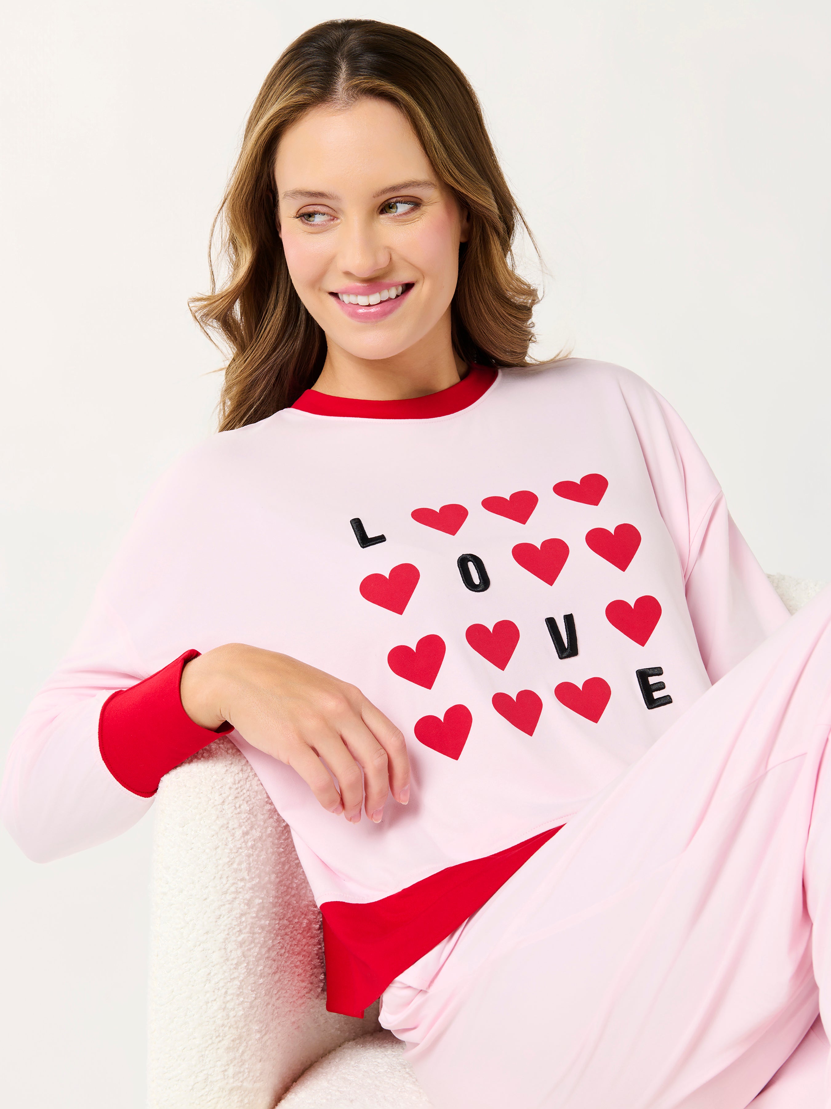 Shiraleah "Love" Ultra-Soft Jersey Knit PJ Set, Blush SMALL