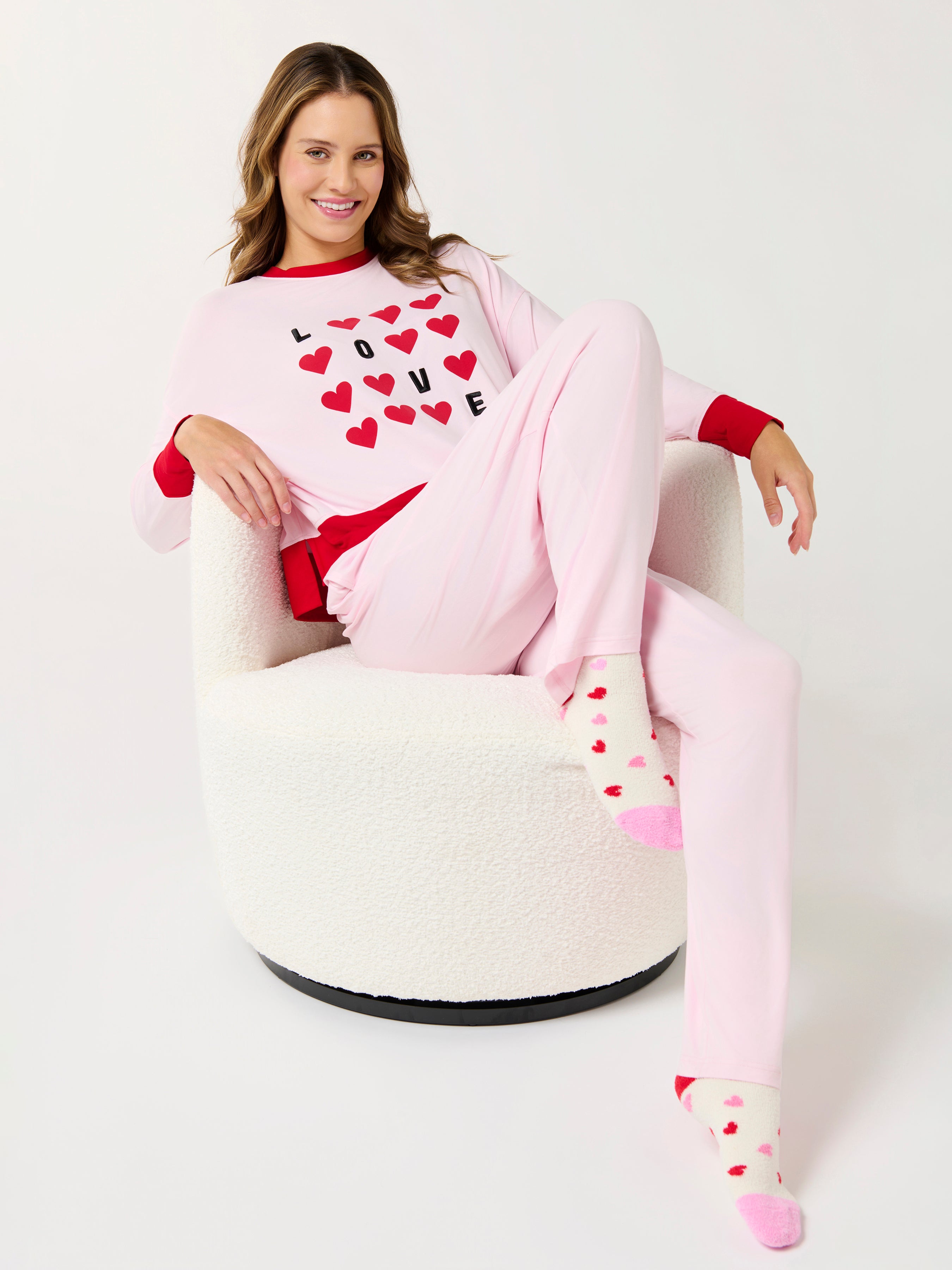 Shiraleah "Love" Ultra-Soft Jersey Knit PJ Set, Blush SMALL