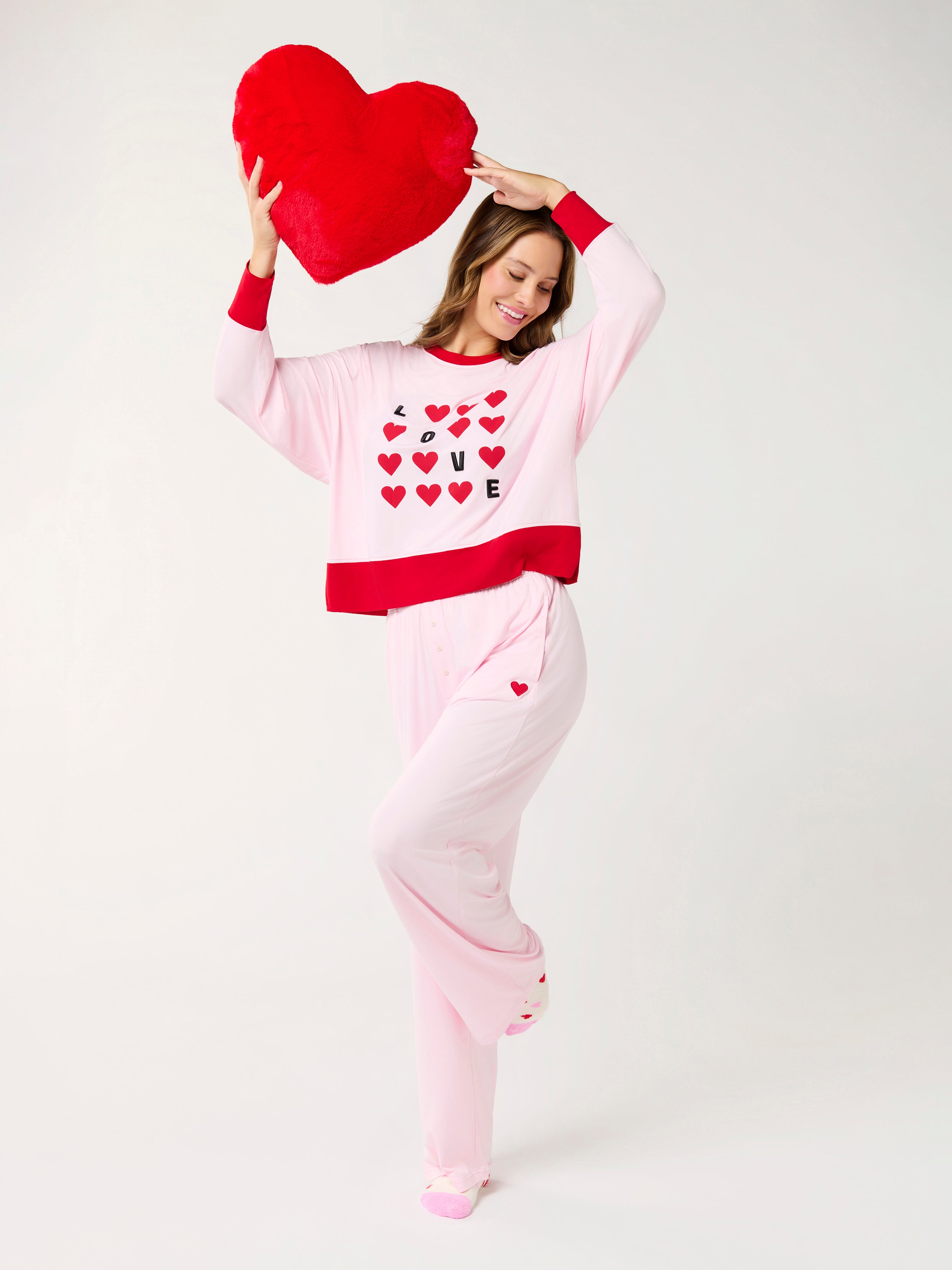 Shiraleah "Love" Ultra-Soft Jersey Knit PJ Set, Blush SMALL