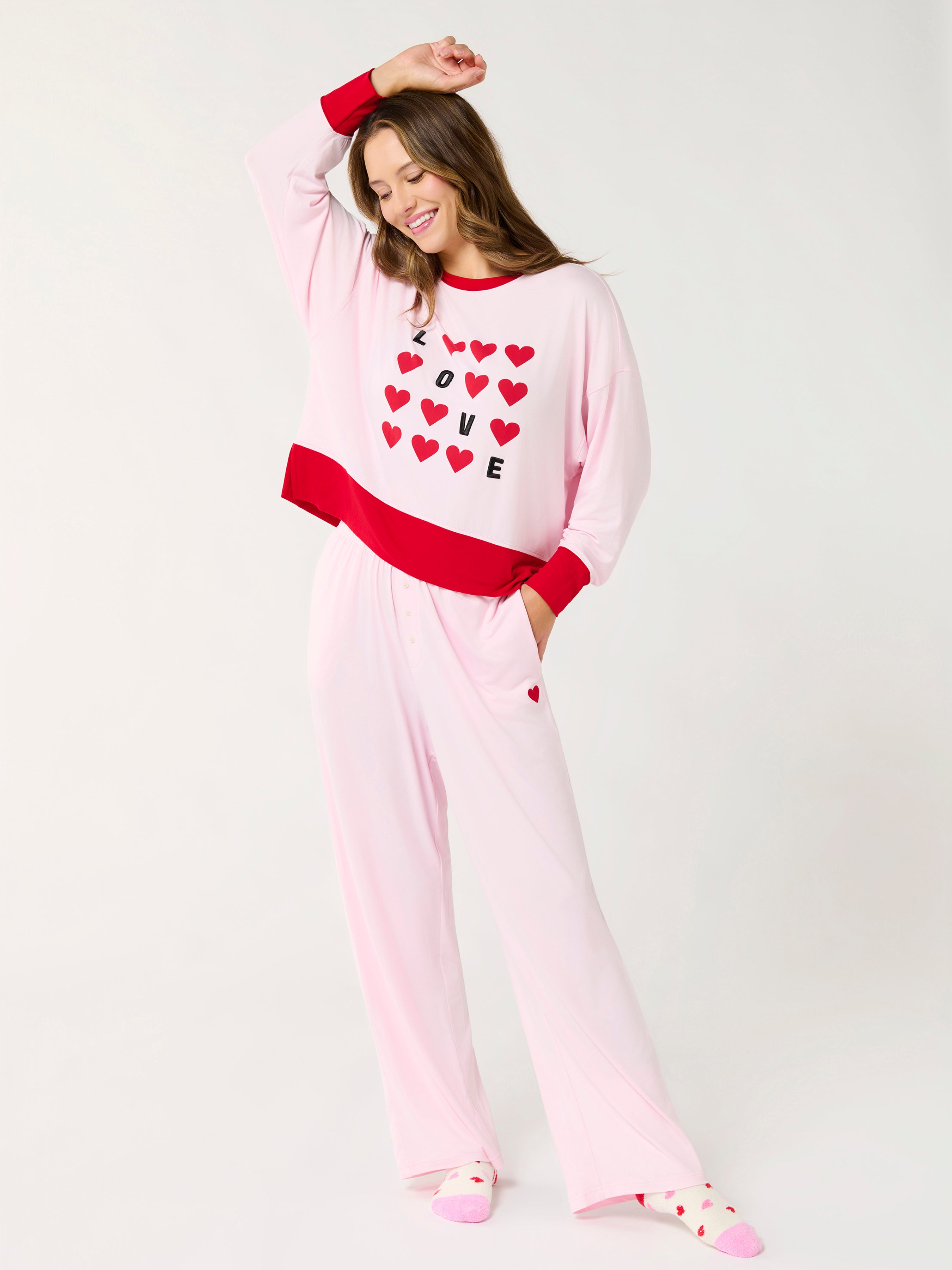 Shiraleah "Love" Ultra-Soft Jersey Knit PJ Set, Blush SMALL