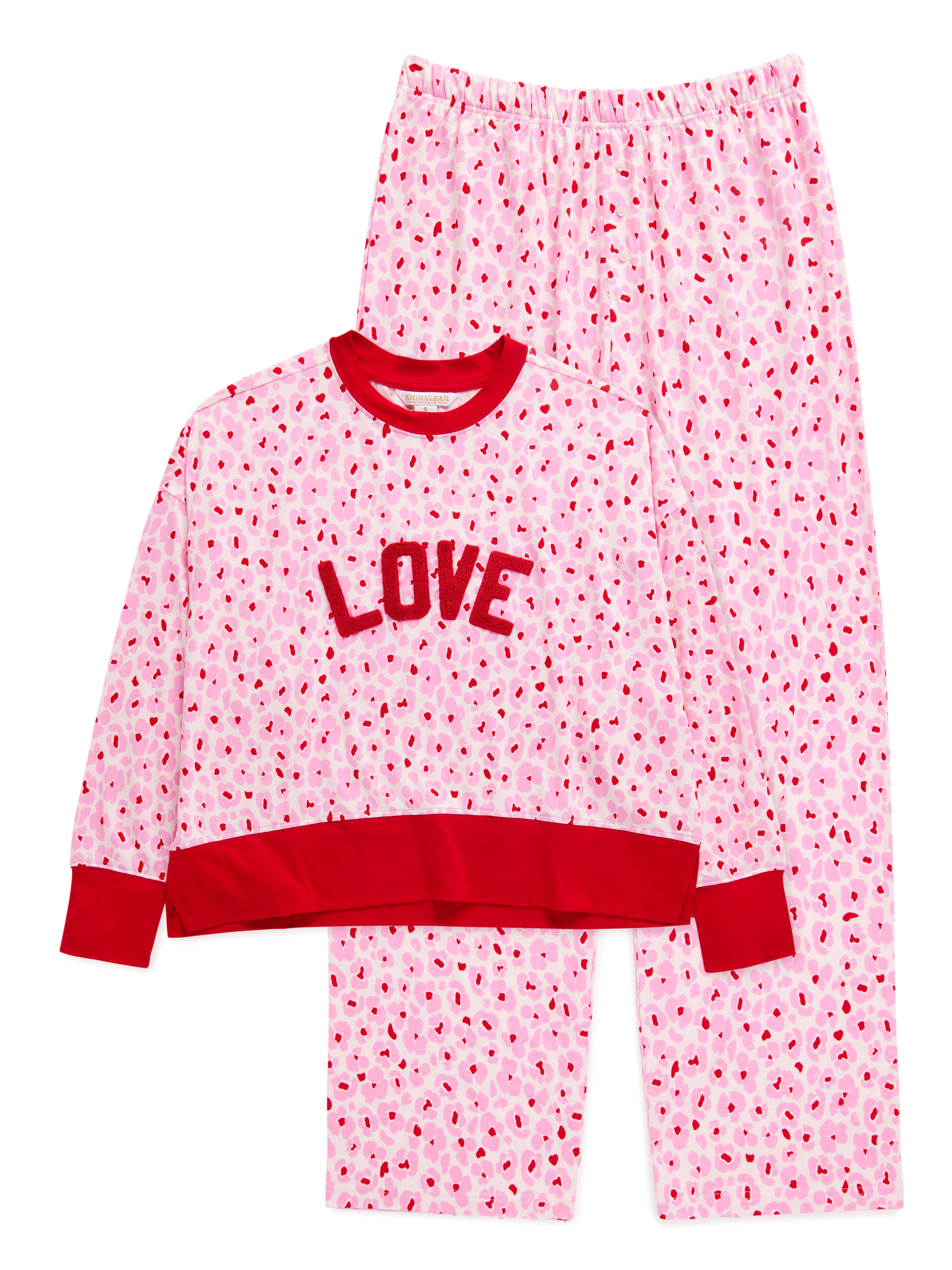 Shiraleah Floral "Love" Ultra-Soft Jersey Knit PJ Set, Multi SMALL