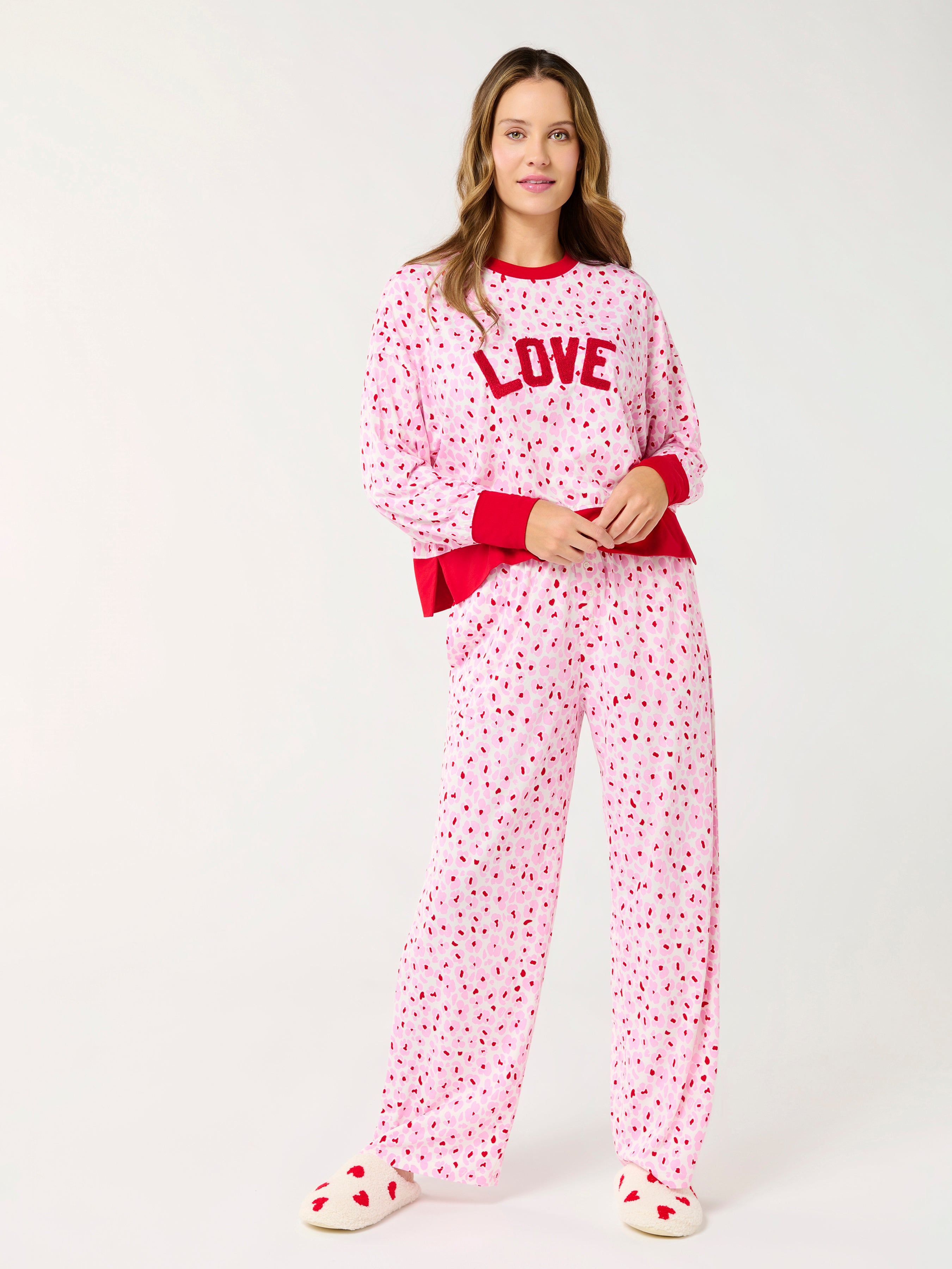 Shiraleah Floral "Love" Ultra-Soft Jersey Knit PJ Set, Multi SMALL
