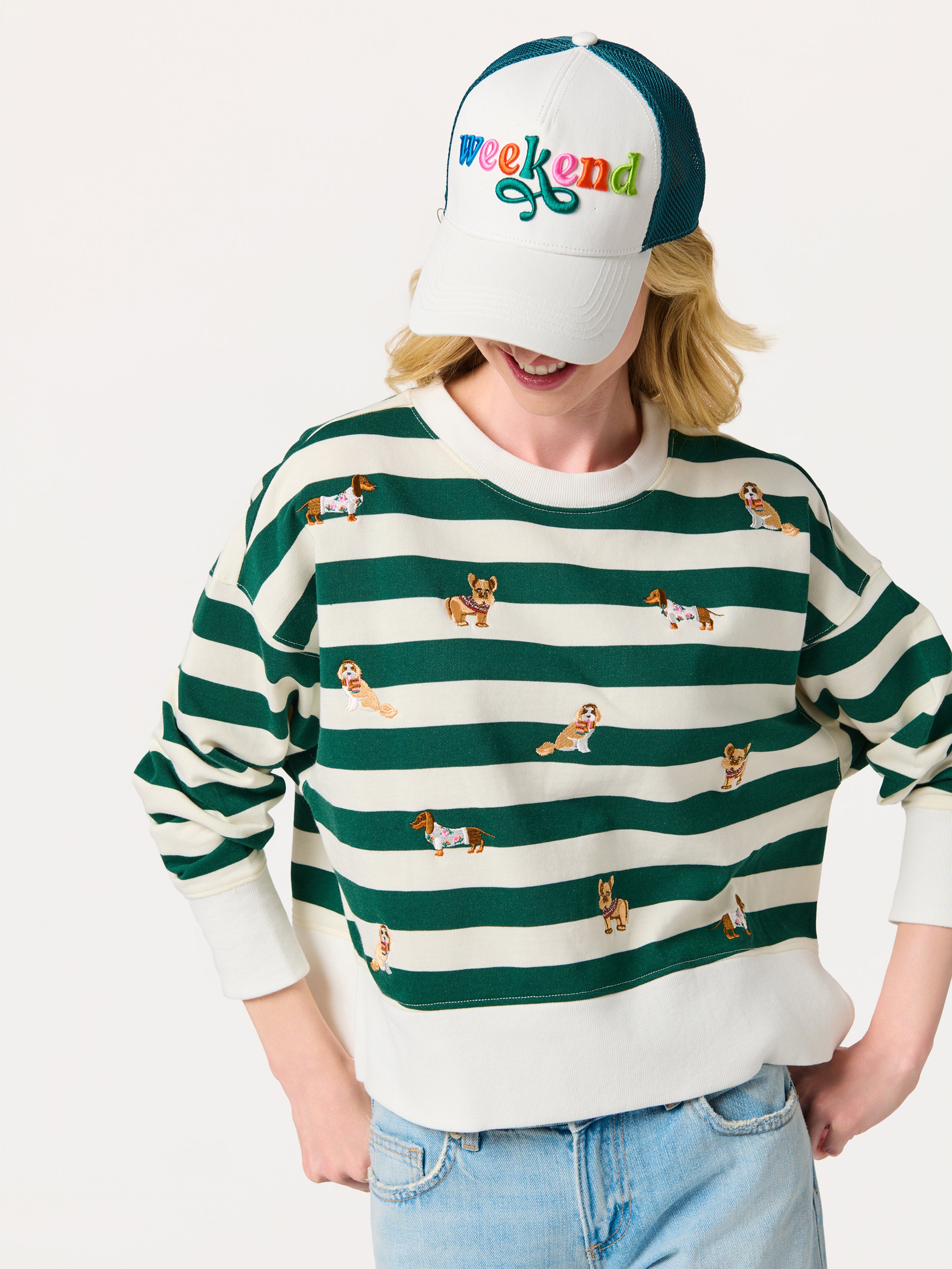 Shiraleah Doggies Relaxed Sweatshirt GREEN / EXTRA SMALL