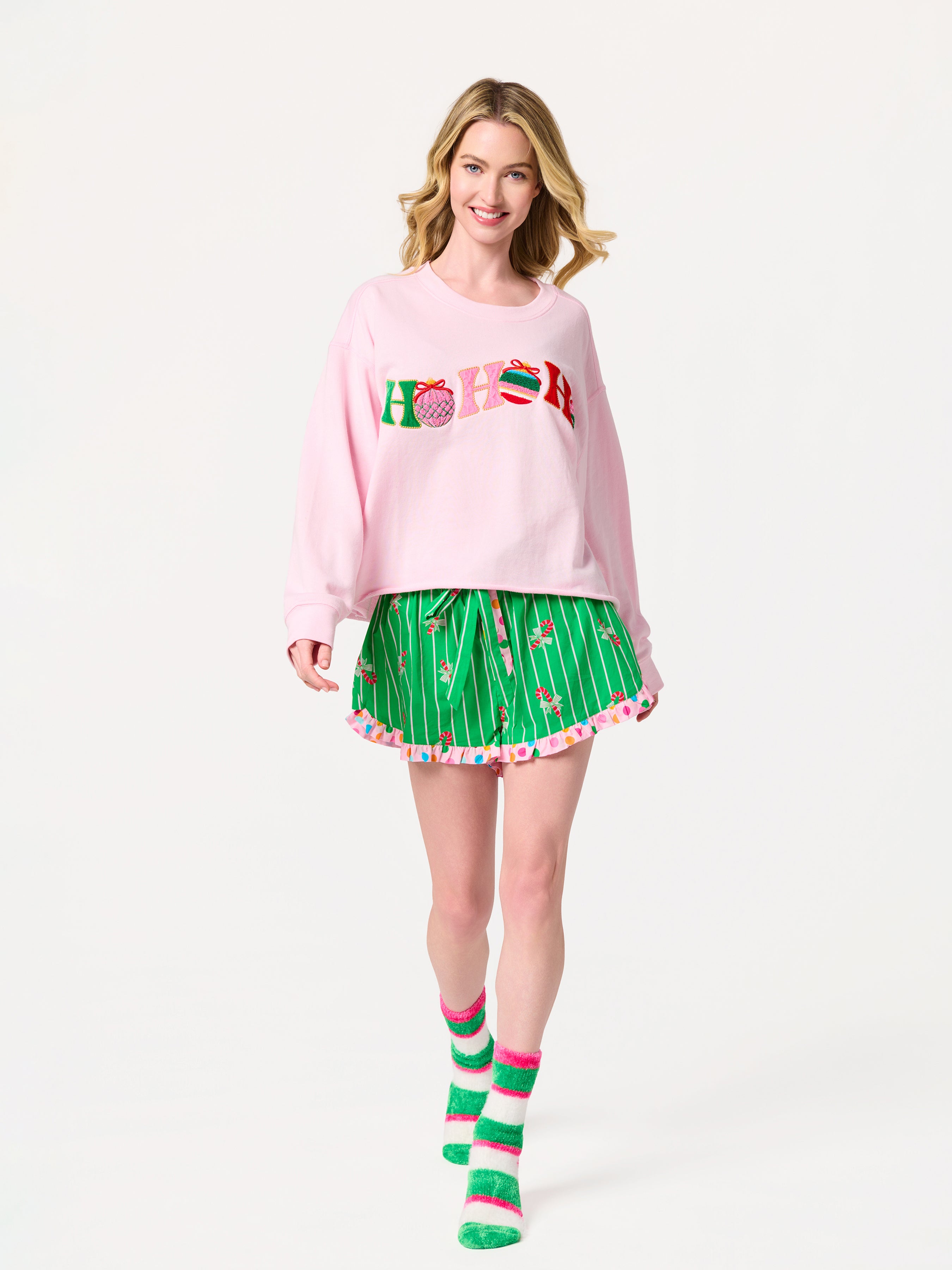 Shiraleah Candy Cane Boxer Short GREEN / EXTRA SMALL