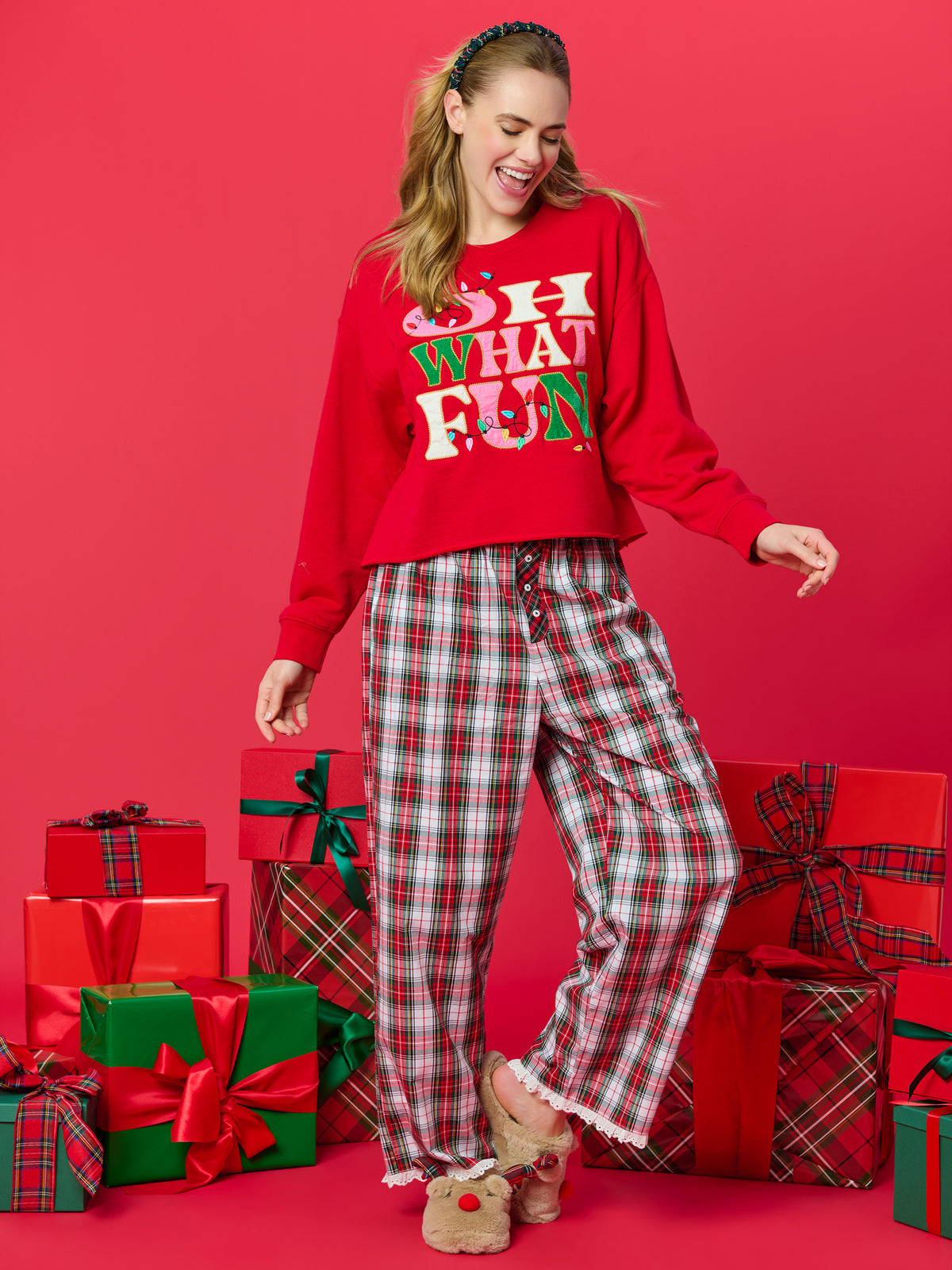 Shiraleah Tartan Boxer Pant RED / EXTRA SMALL
