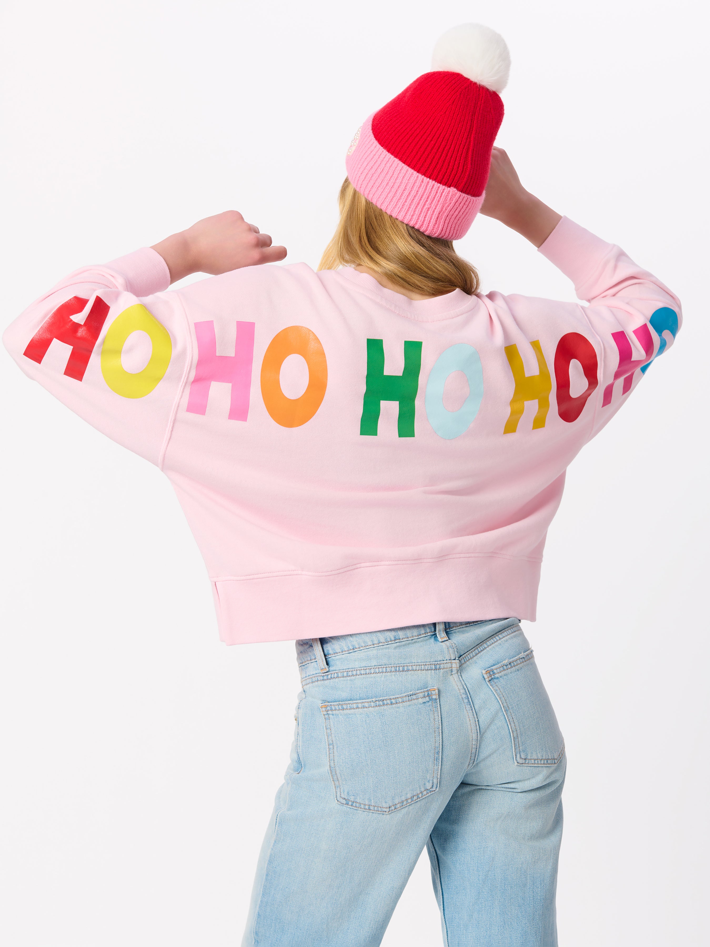 Shiraleah Santa/"Ho Ho Ho" Relaxed Sweatshirt BLUSH / EXTRA SMALL