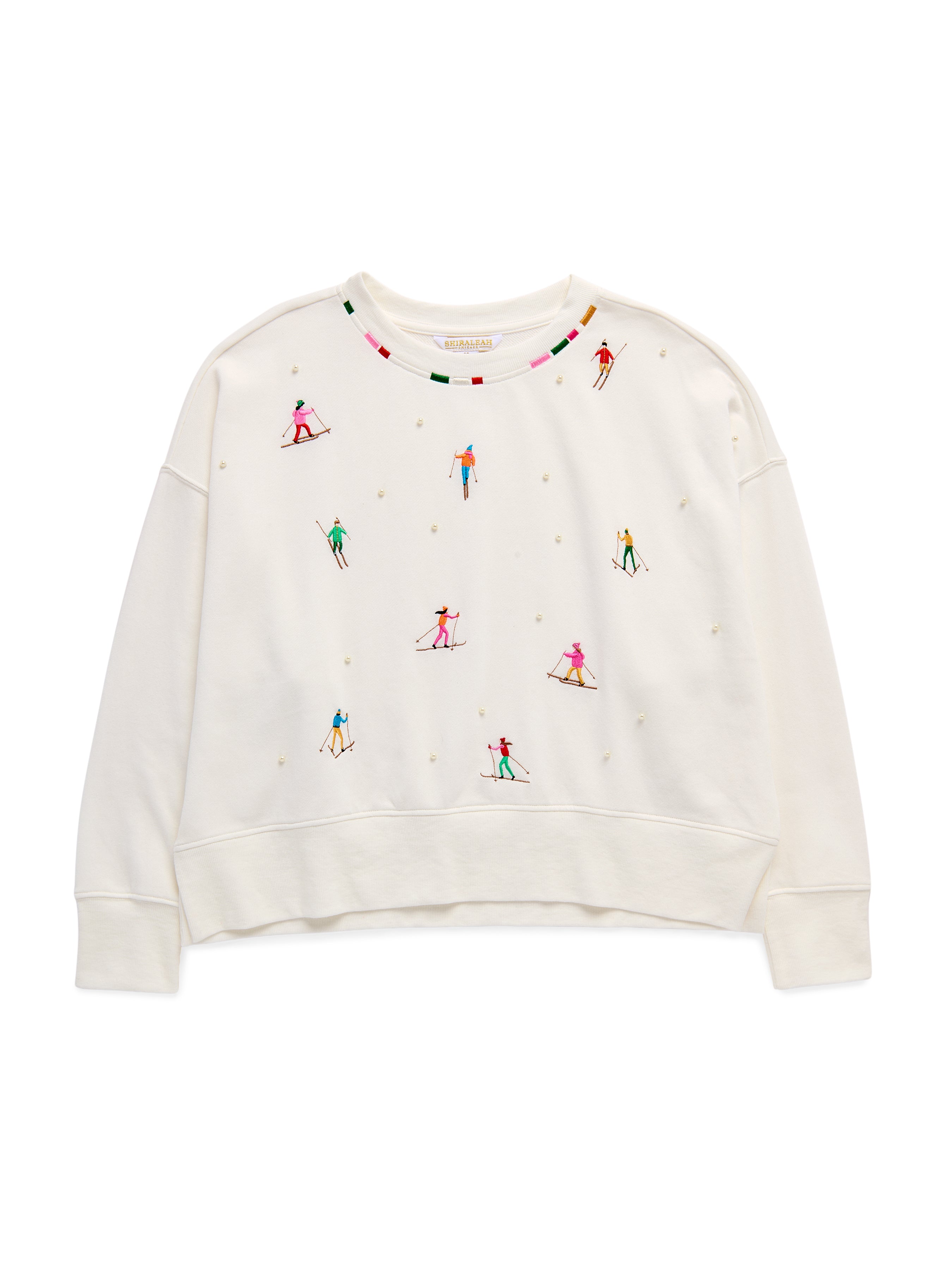 Shiraleah Skiers With Pearls Relaxed Sweatshirt IVORY / EXTRA SMALL