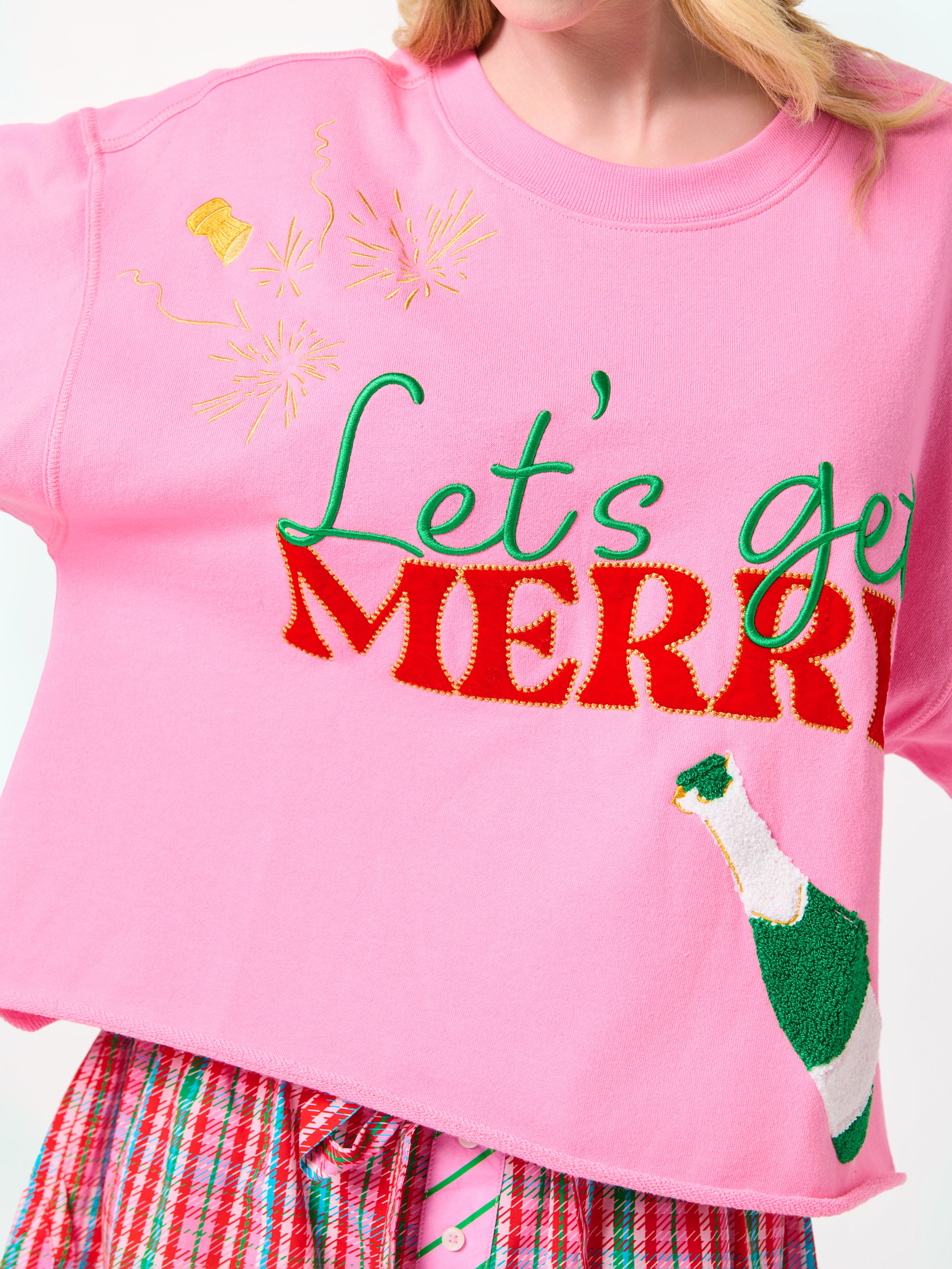 Shiraleah "Let's Get Merry" Lounge Sweatshirt PINK / EXTRA SMALL