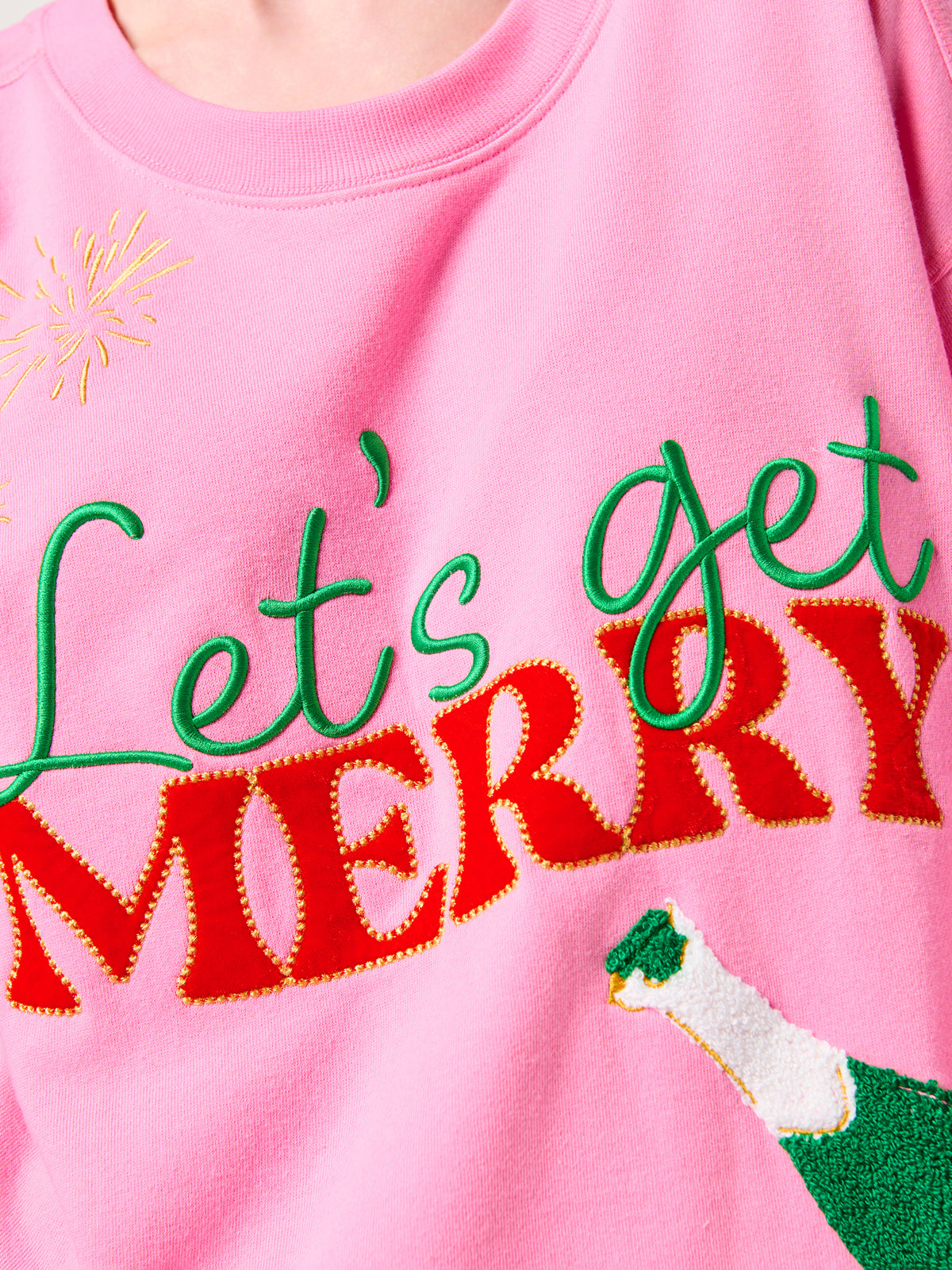 Shiraleah "Let's Get Merry" Lounge Sweatshirt PINK / EXTRA SMALL