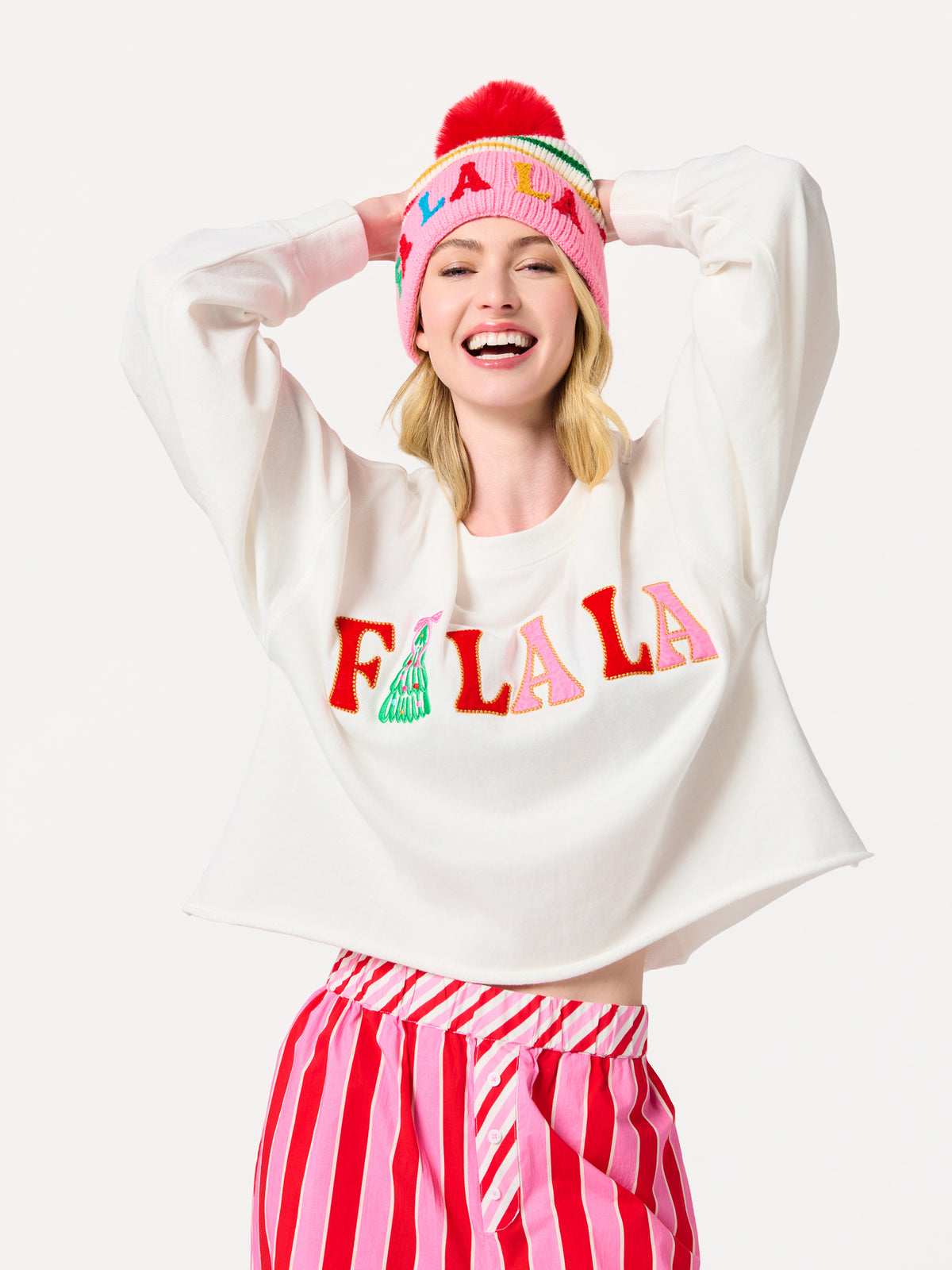 Shiraleah "Fa La La" Lounge Sweatshirt WHITE / EXTRA SMALL