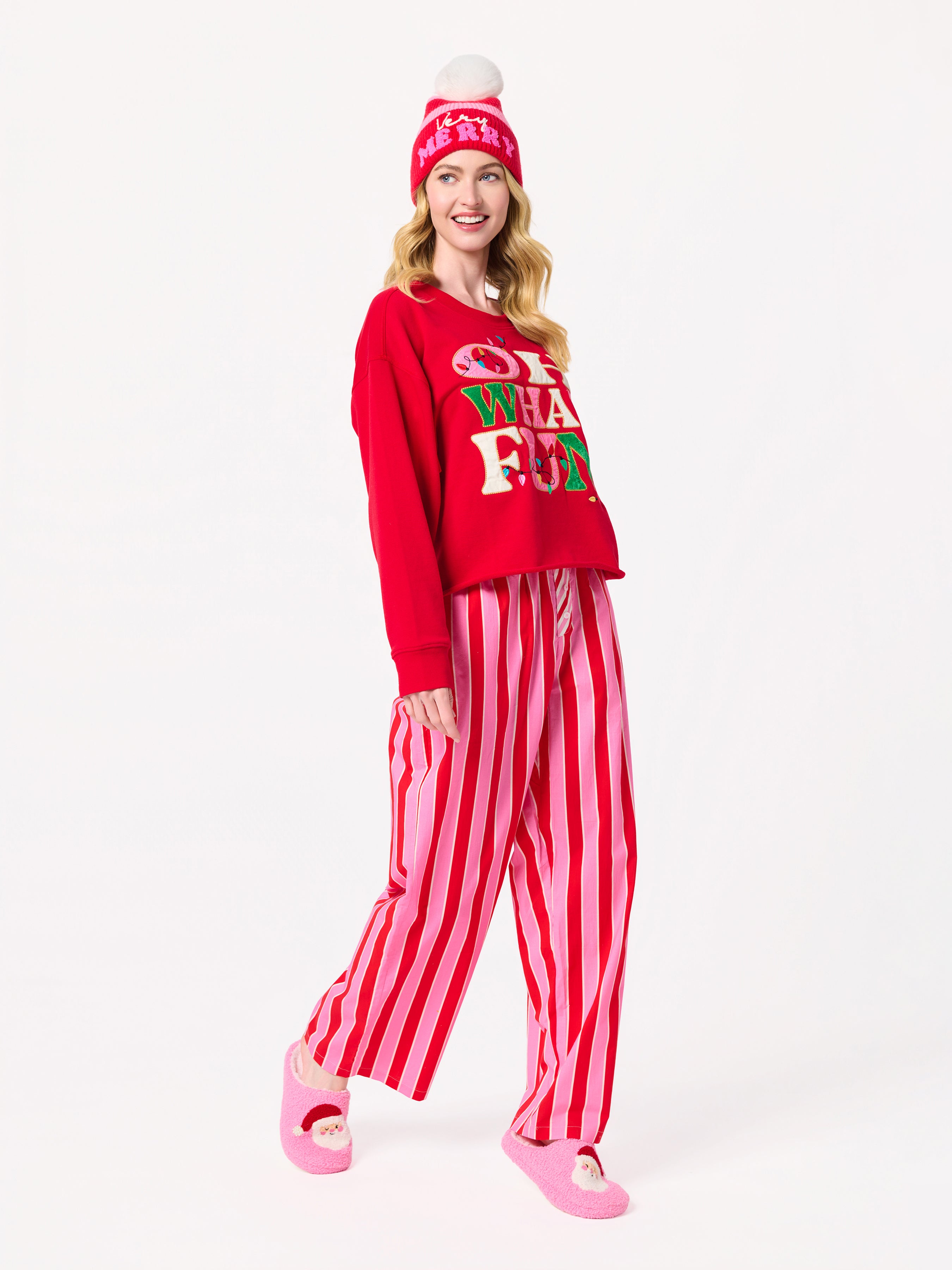Shiraleah "Oh What Fun" Lounge Sweatshirt RED / EXTRA SMALL
