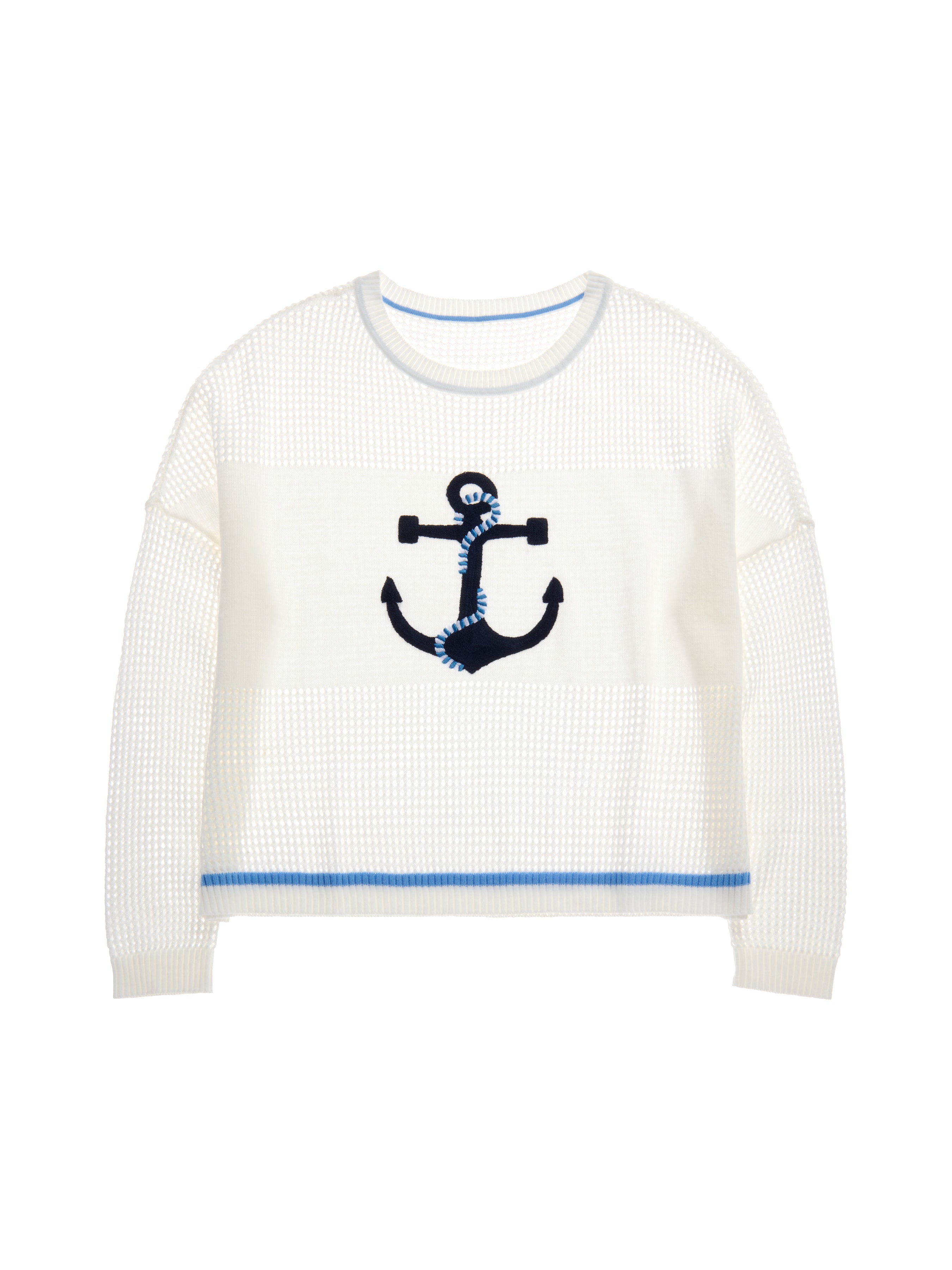 Shiraleah Anchor Mesh Sweater, White SMALL