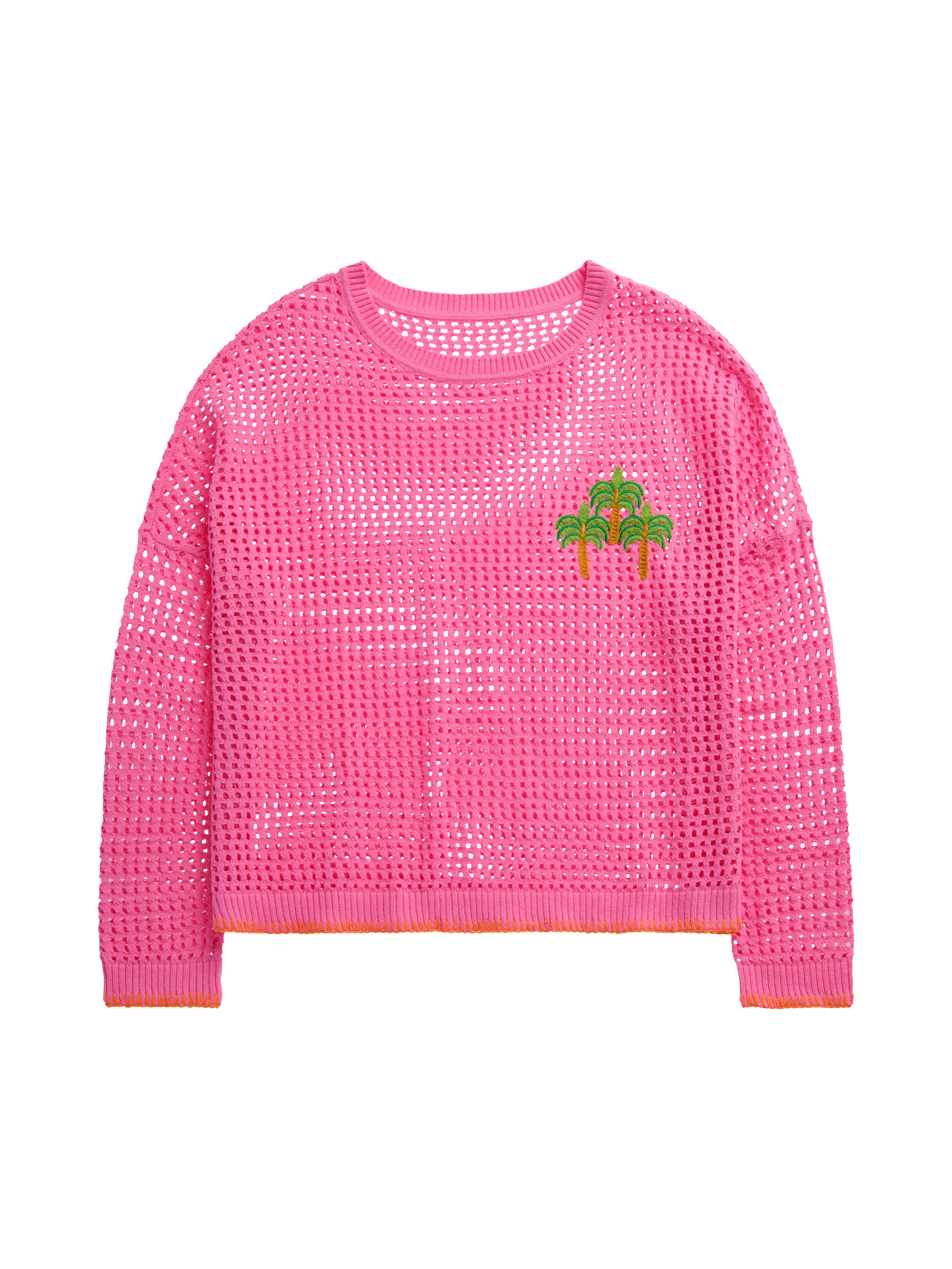 Shiraleah Palm Tree Mesh Sweater, Pink SMALL
