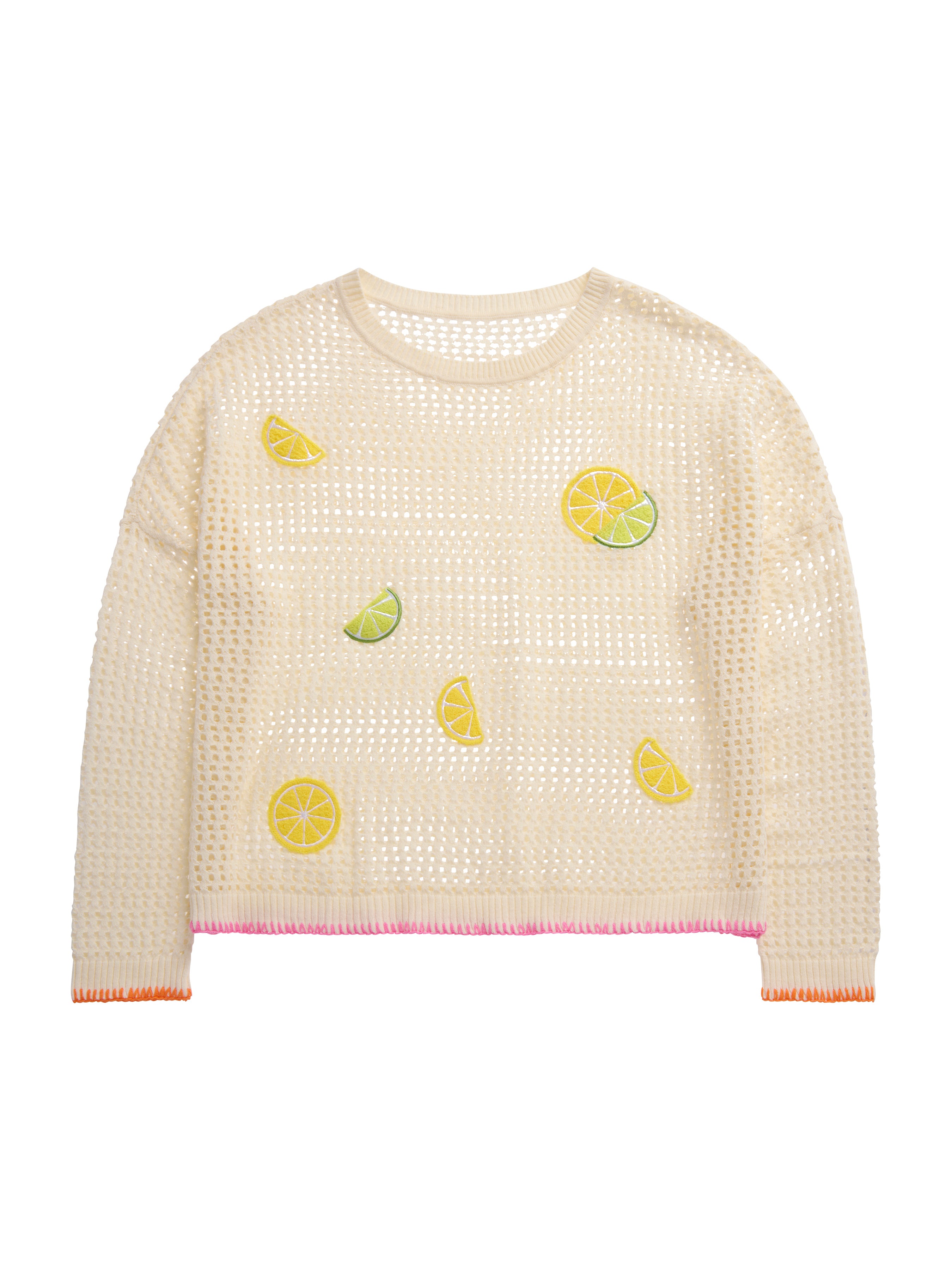 Shiraleah Citrus Mesh Sweater, Ivory SMALL