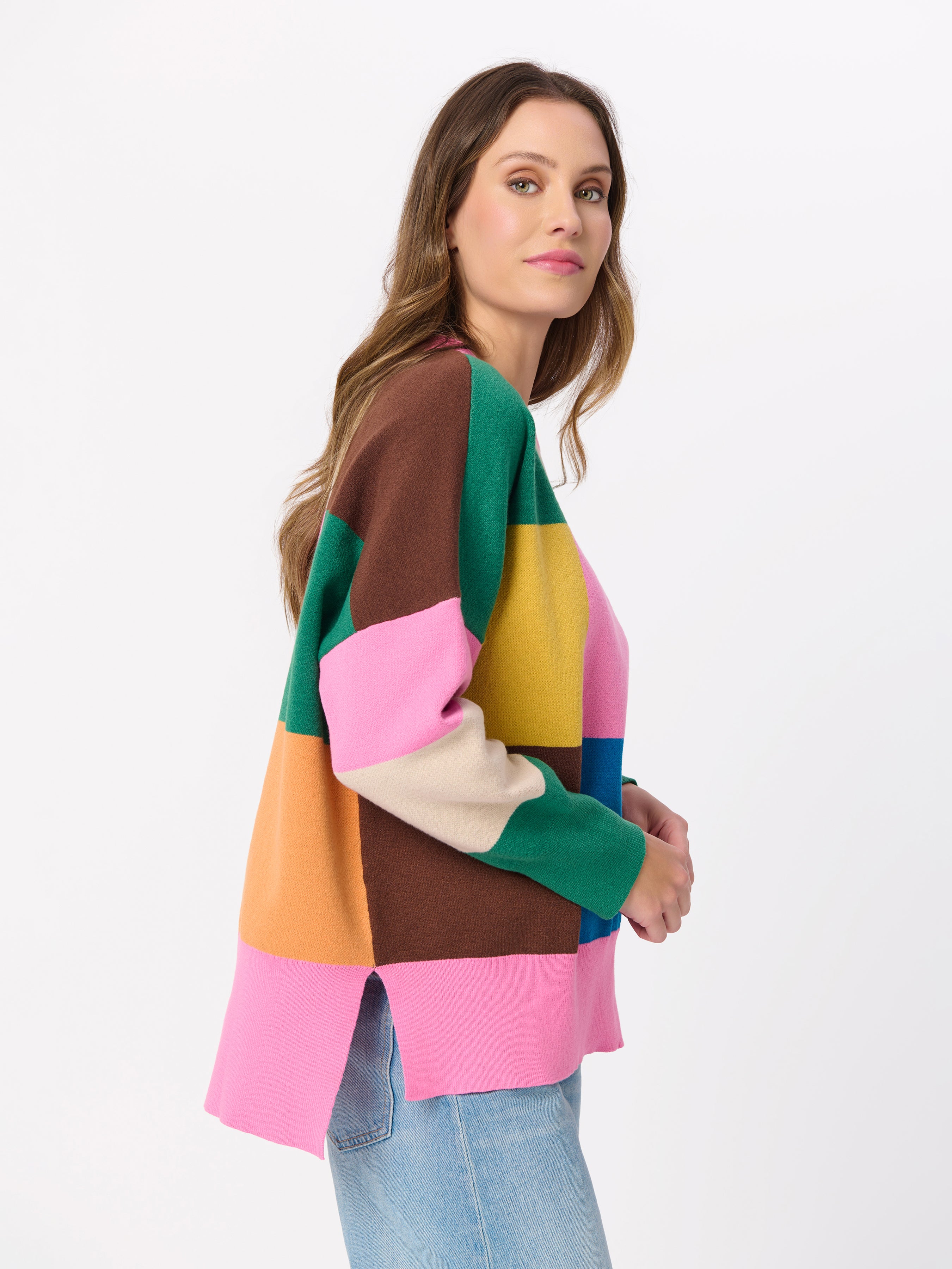 Shiraleah Color Block Loose Fit Sweater MULTI / EXTRA SMALL