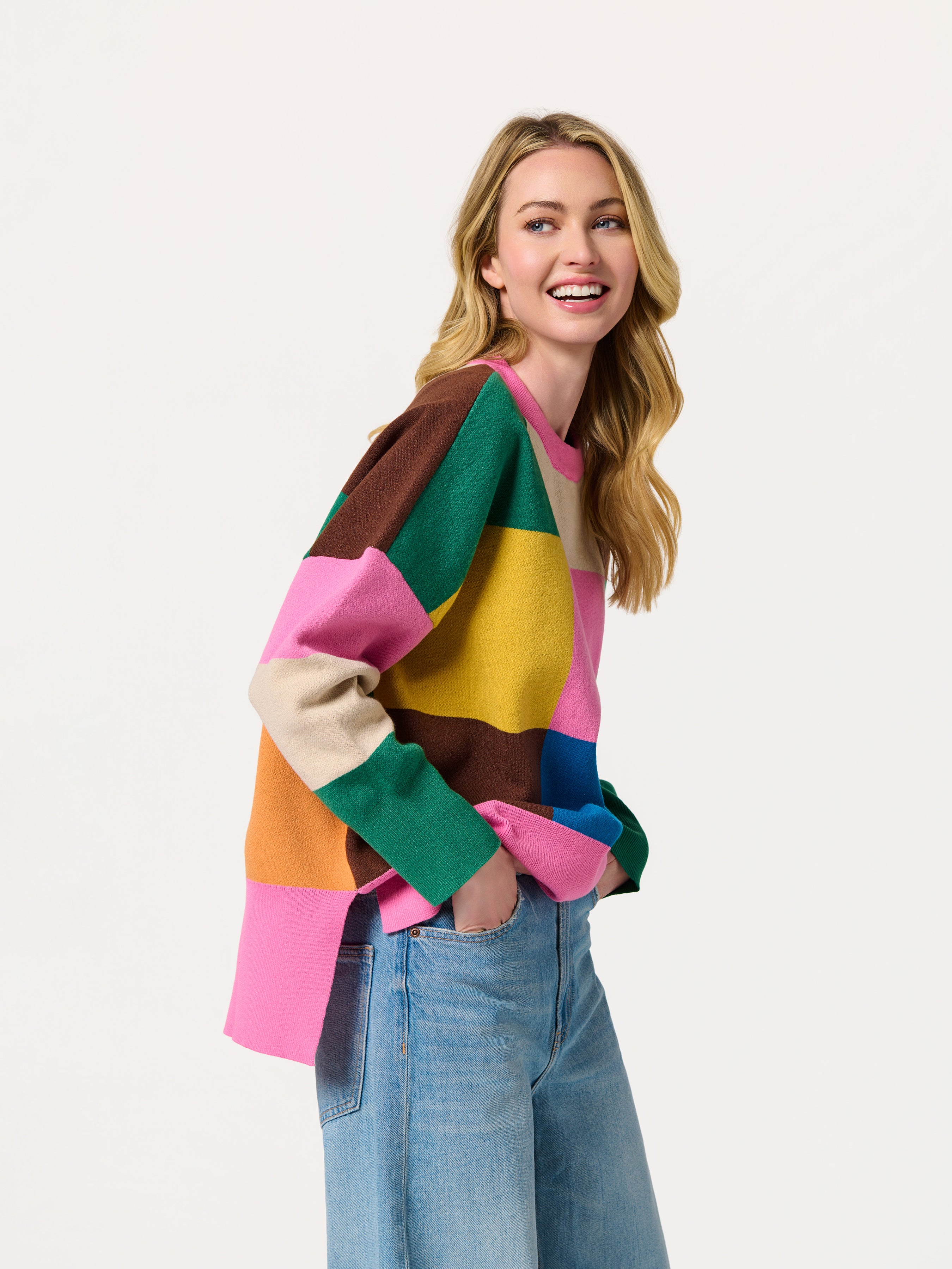 Shiraleah Color Block Loose Fit Sweater MULTI / EXTRA SMALL