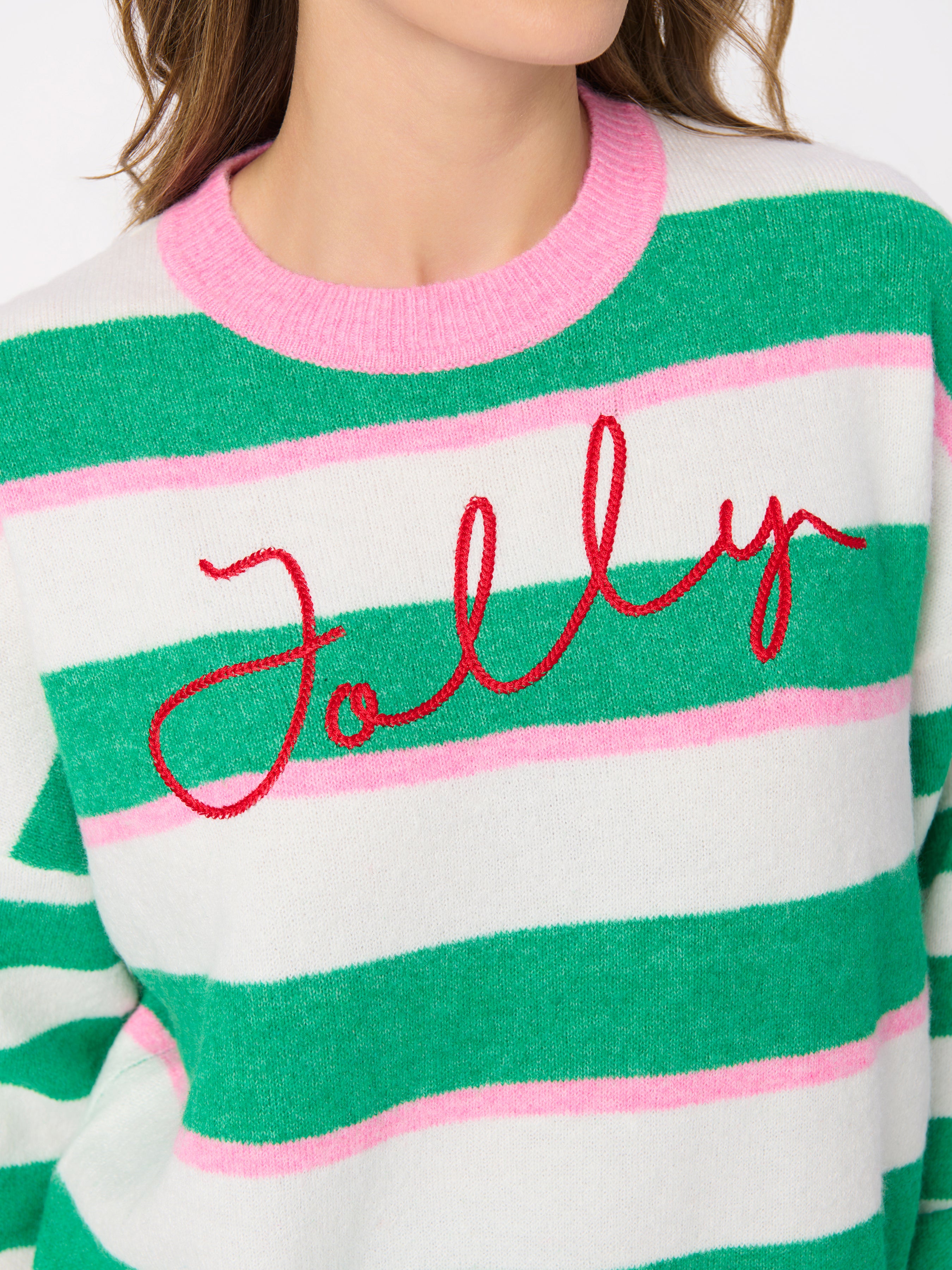 Shiraleah "Jolly" Stripe Relaxed Sweater GREEN / EXTRA SMALL