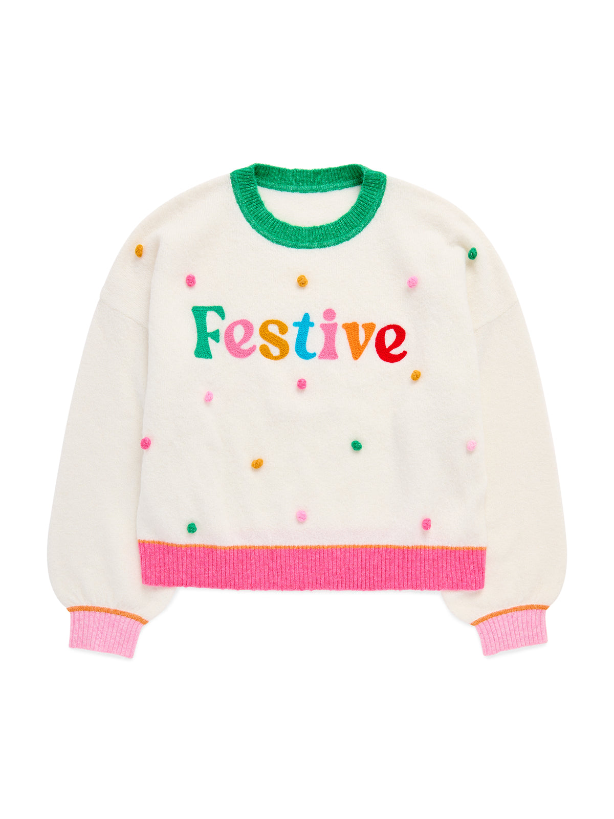 Shiraleah "Festive" Pom Pom Relaxed Sweater IVORY / EXTRA SMALL