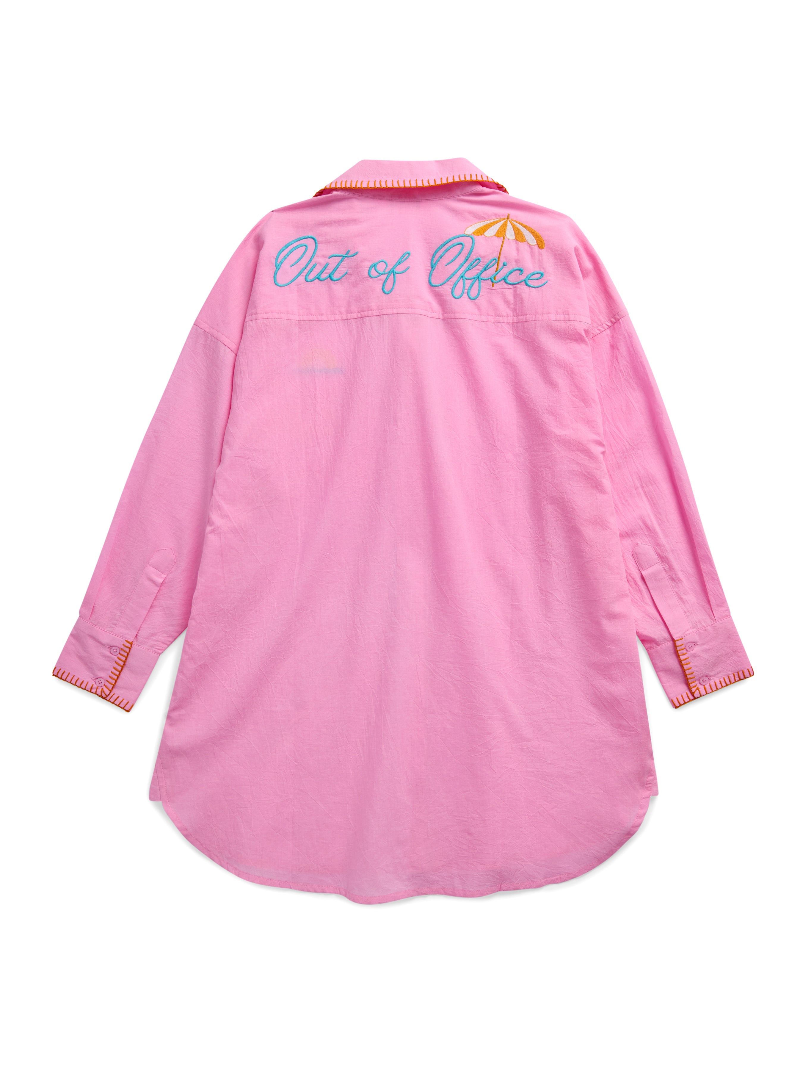 Shiraleah "Vacay/Out of Office" Cover-Up Shirt, Pink SMALL