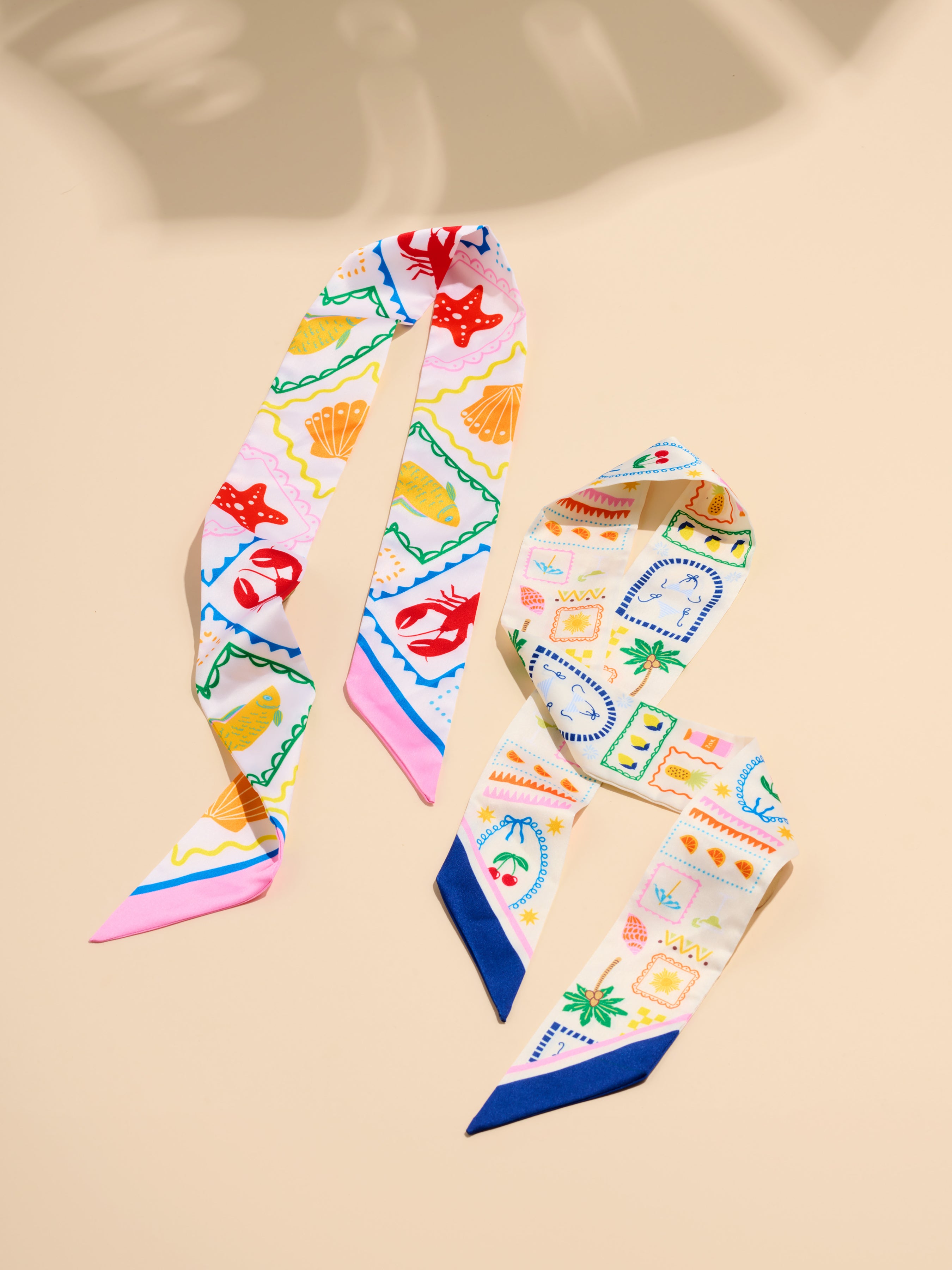 Shiraleah Assorted Set of 2 Coral Cherries Twilly Scarf, Multi